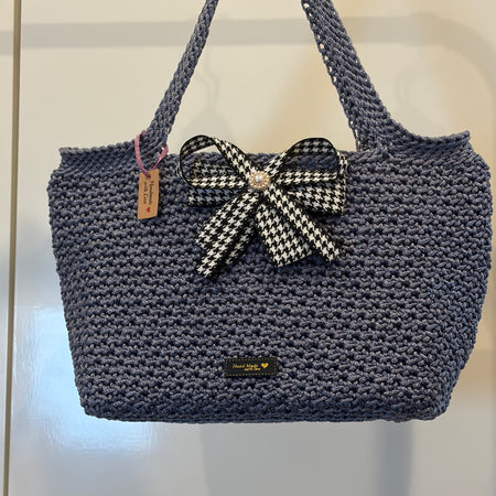 No 27 Sweetheart Shopper Crocheted Blue