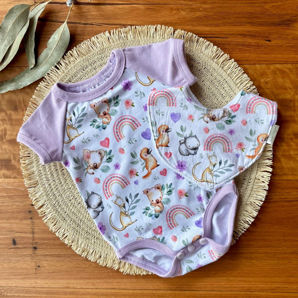 Baby Short Sleeved Bodysuit | Koala Dreams | Size premmie to 2 | Made to order