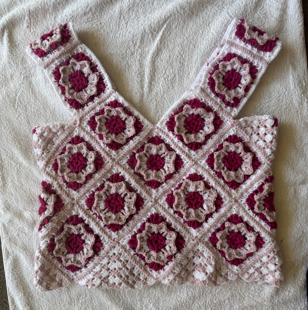 Hand Crochet Granny Square Top Size 12