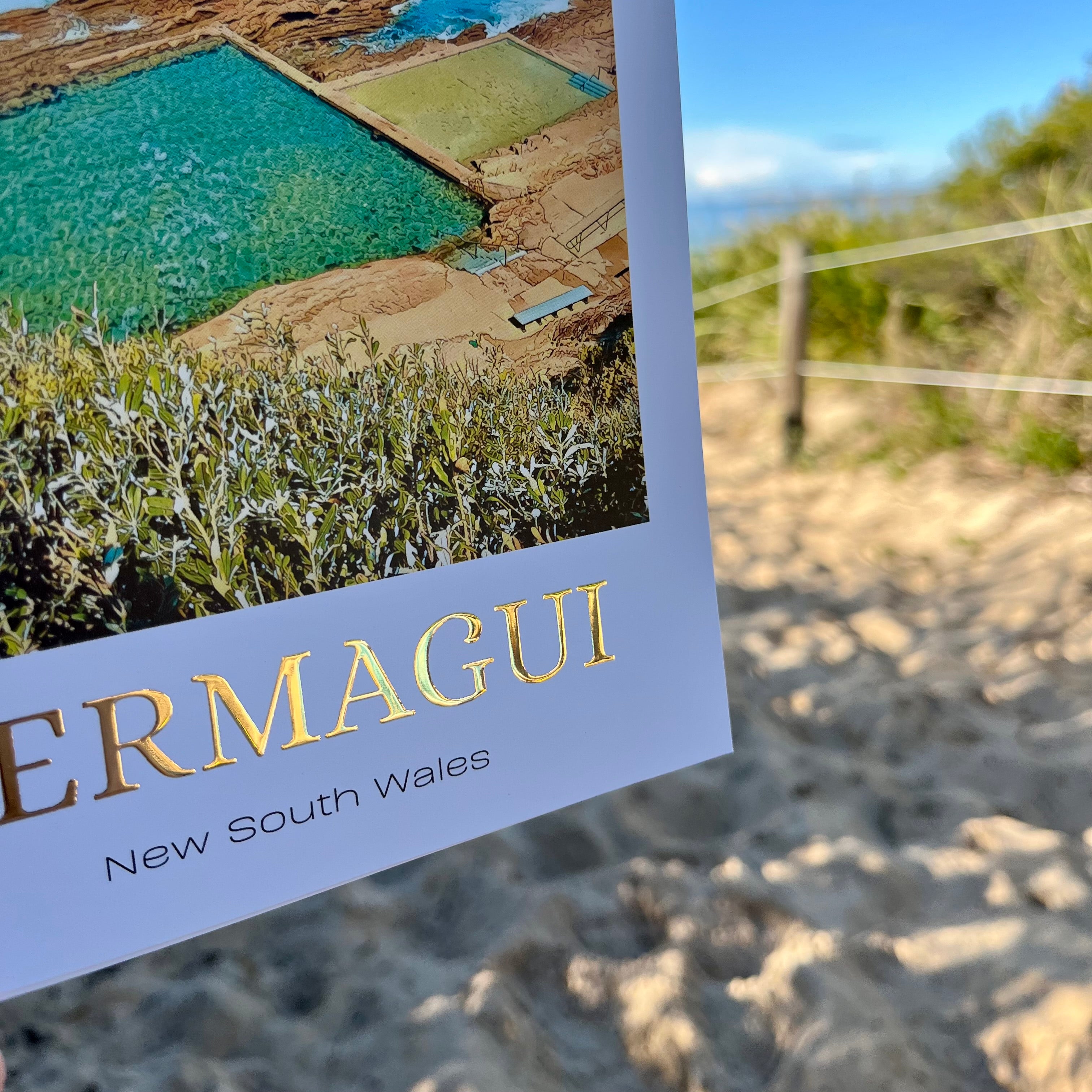 Sapphire Coast Gold Foil Location Prints