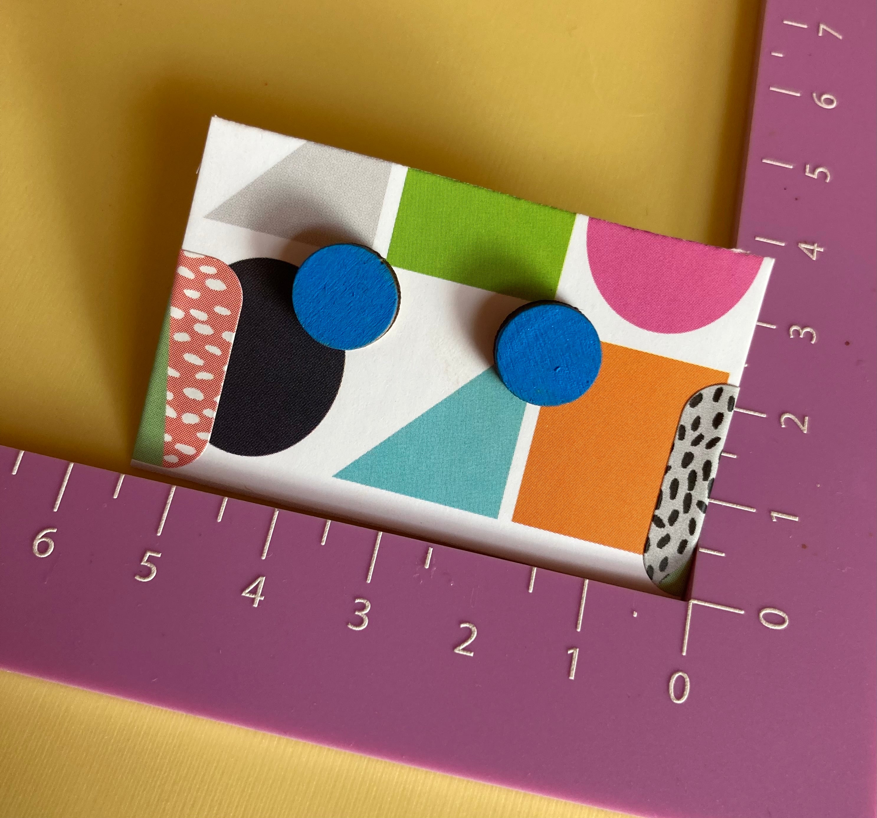 Blue hand painted  studs