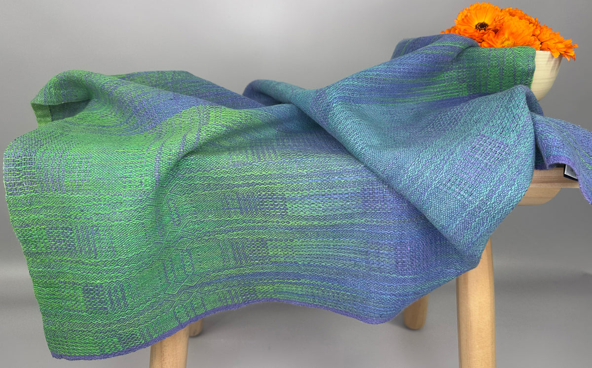 Hand-Dyed and Handwoven Linen/Cotton Tea Towels (Lilac weft)