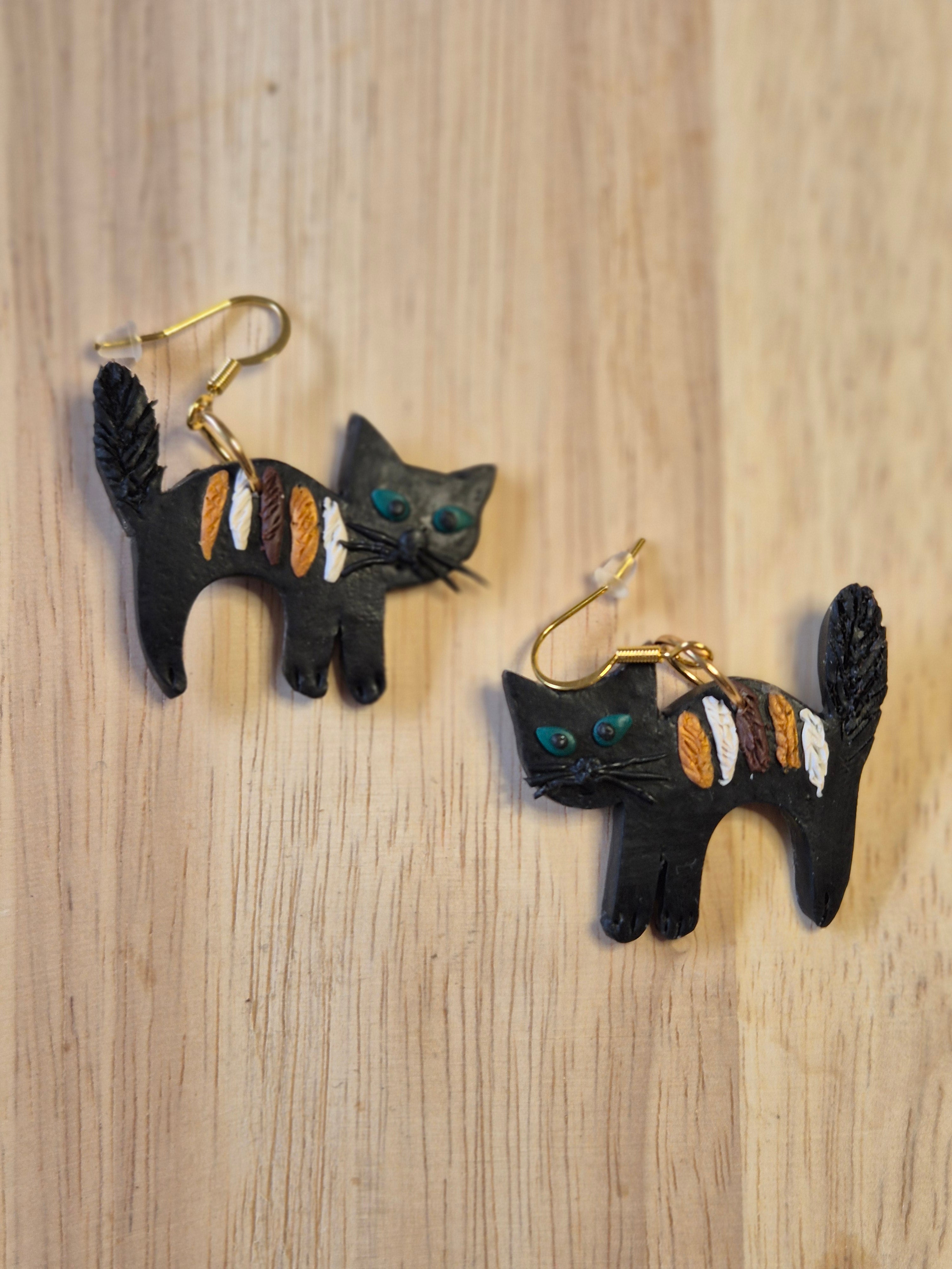 Fuzzy Tail Kitty Dangle Earrings
