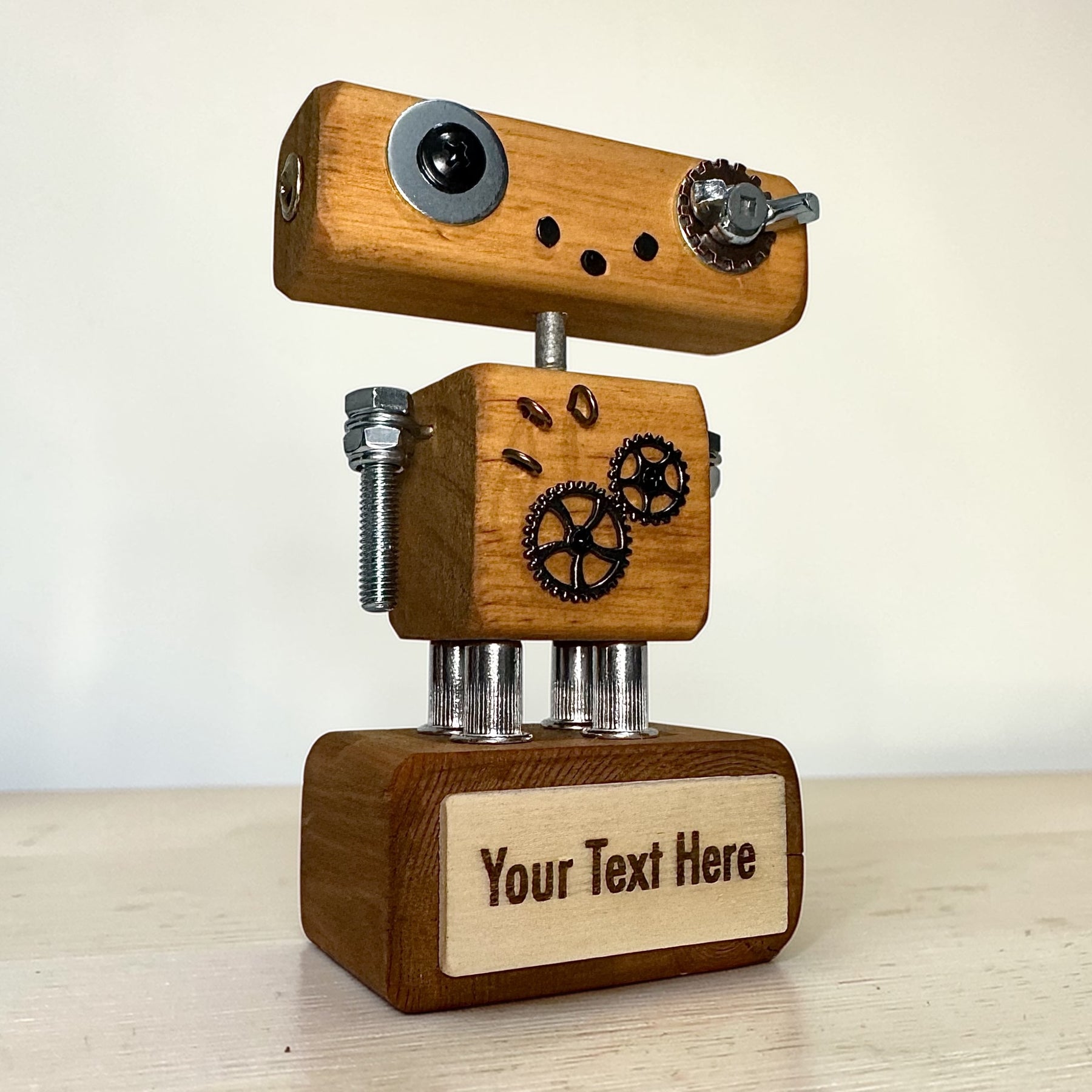 Rupertus - Wooden Steampunk Robot Trophy (Customisable)