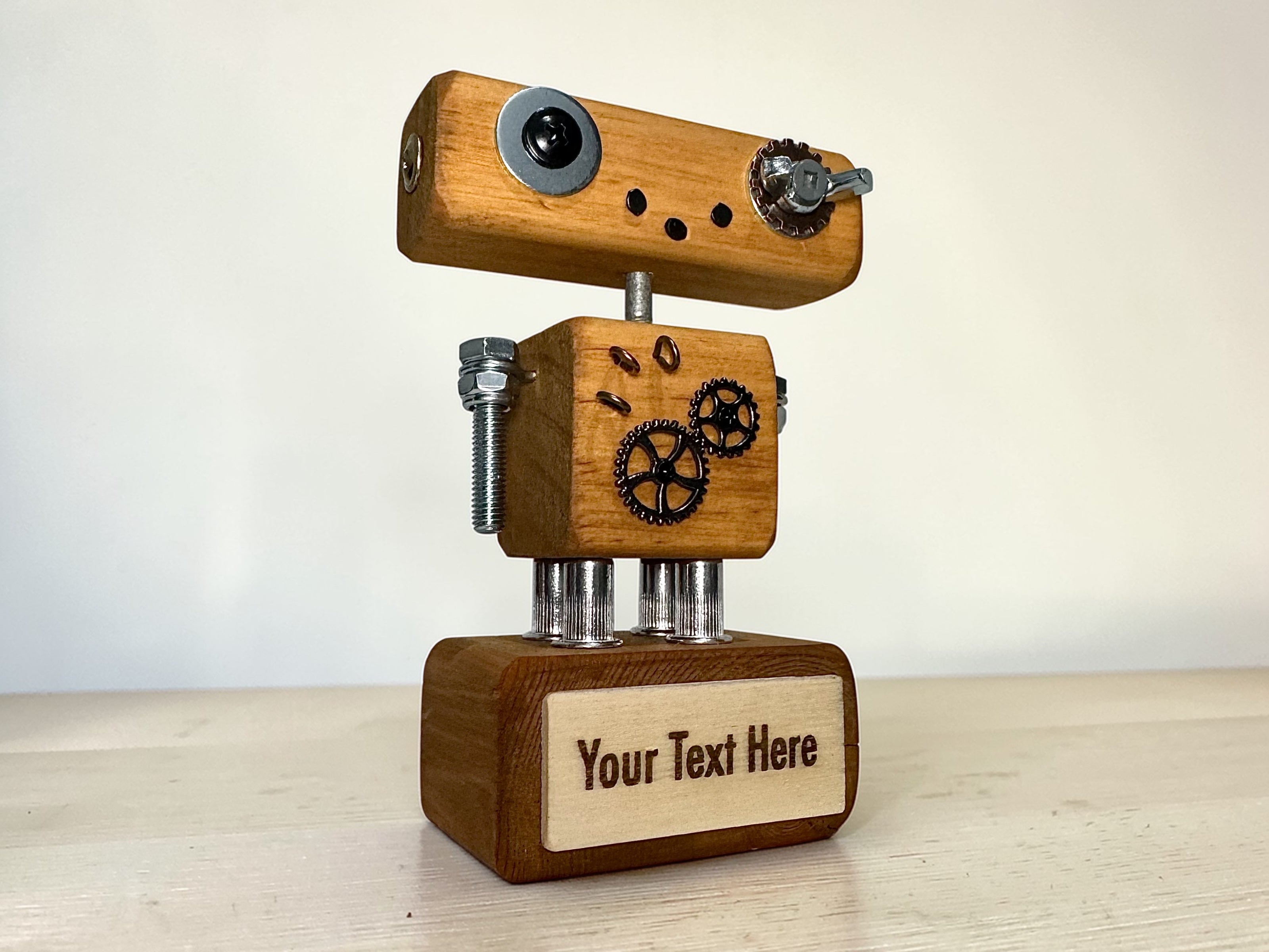 Rupertus - Wooden Steampunk Robot Trophy (Customisable)