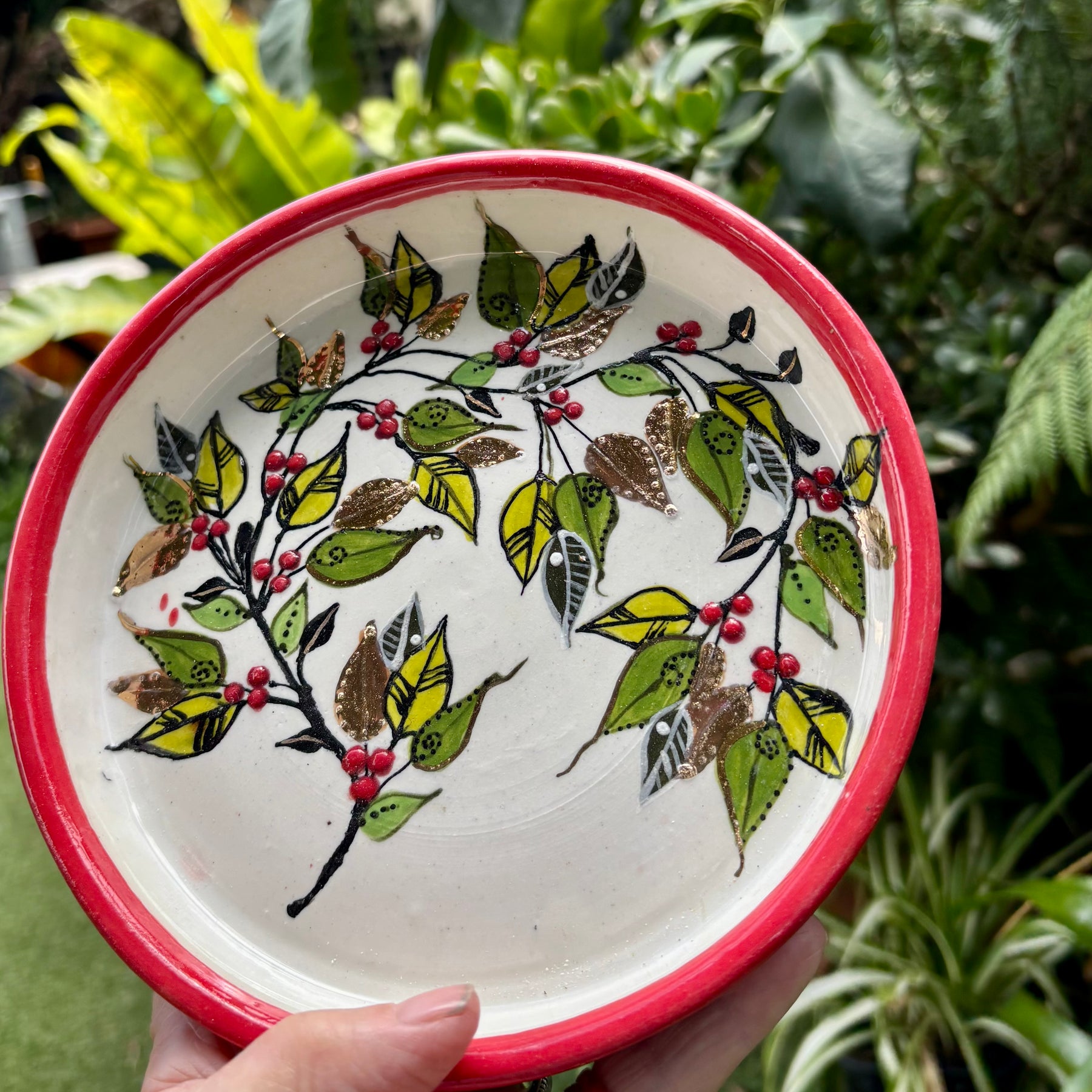 Christmas gilded handmade Plate Set