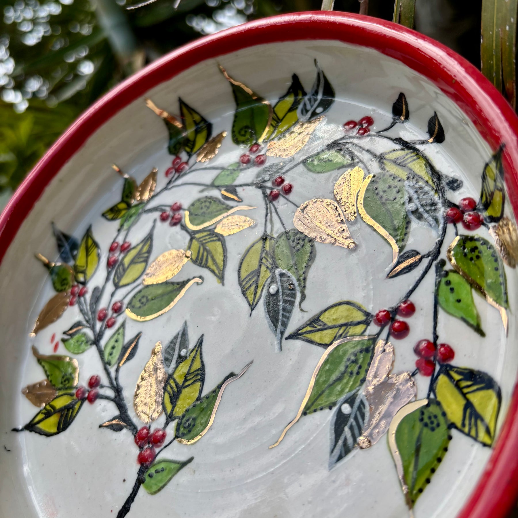 Christmas gilded handmade Plate Set