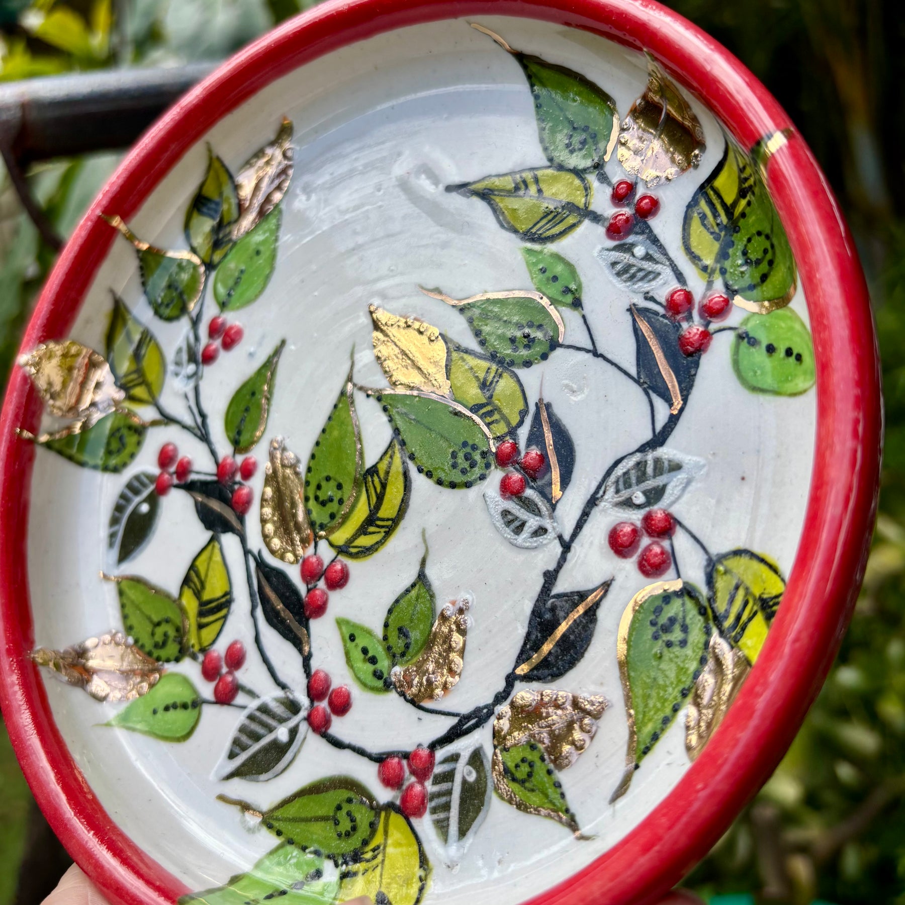Christmas gilded handmade Plate Set