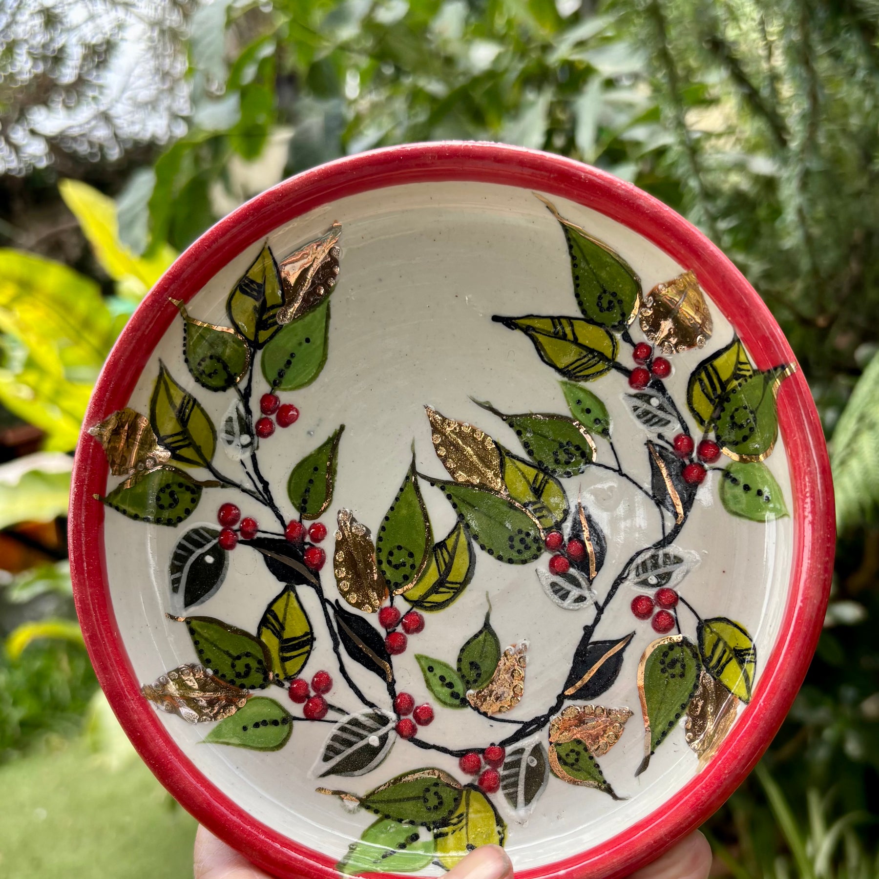 Christmas gilded handmade Plate Set