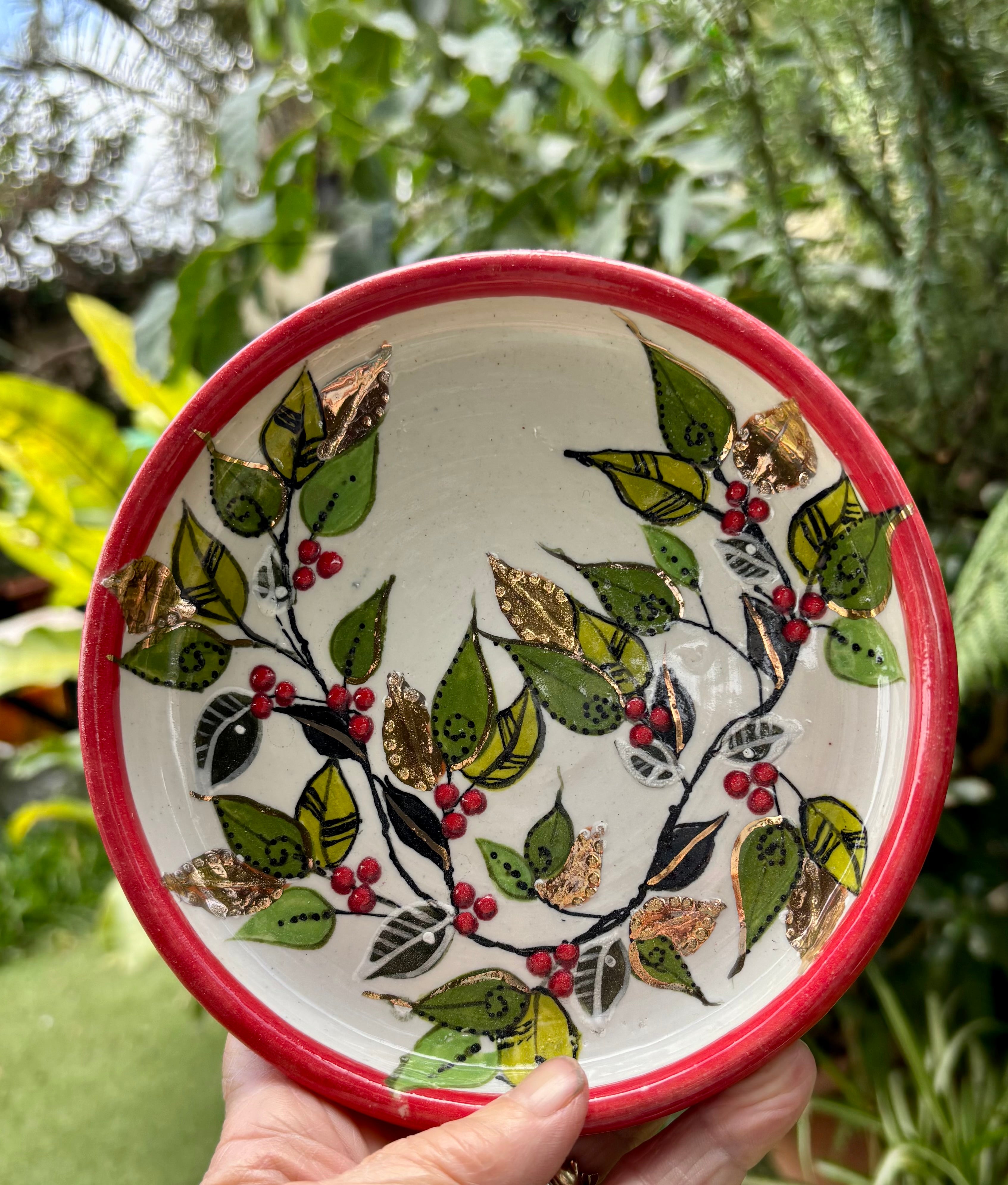 Christmas gilded handmade  plates set