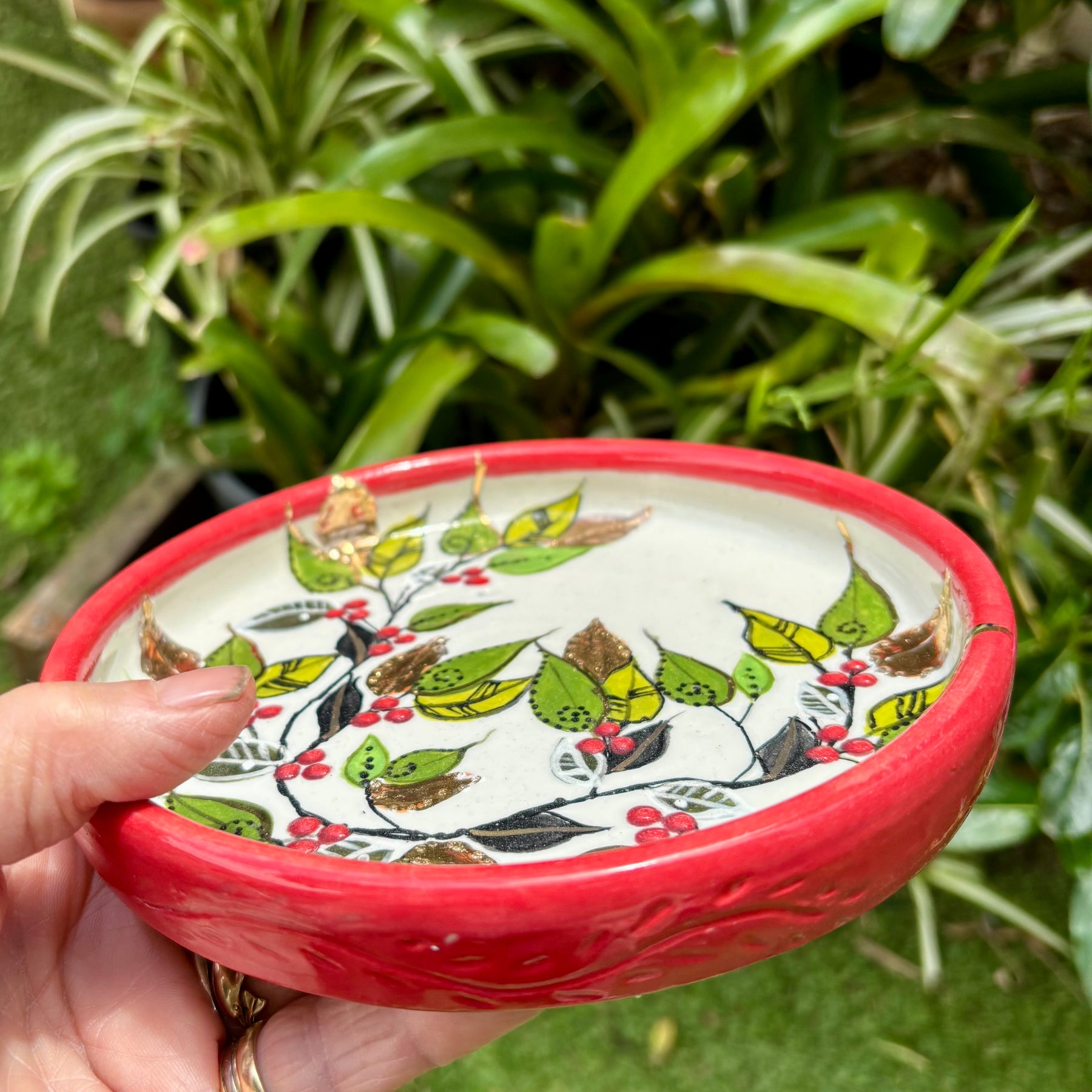 Christmas gilded handmade Plate Set