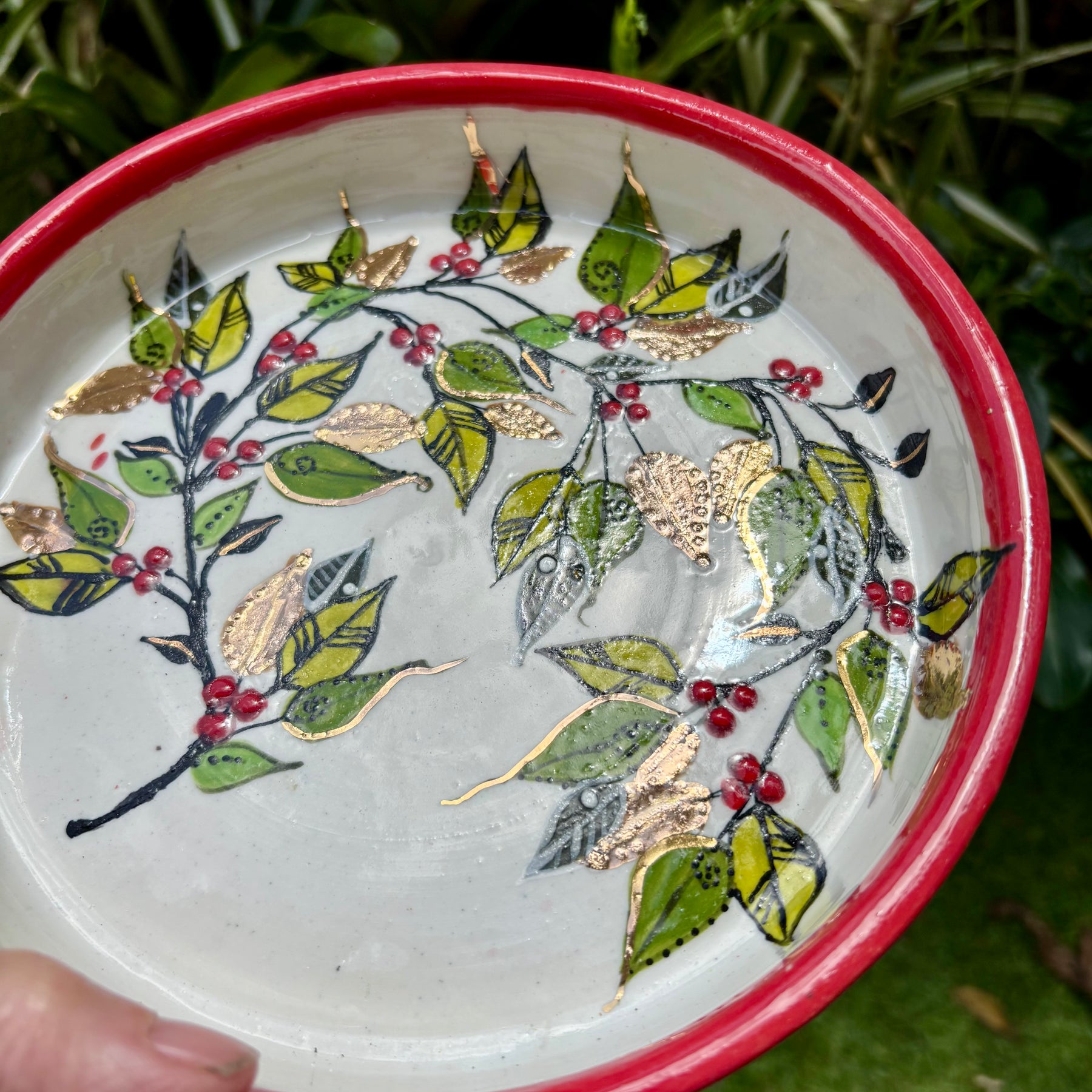 Christmas gilded handmade Plate Set