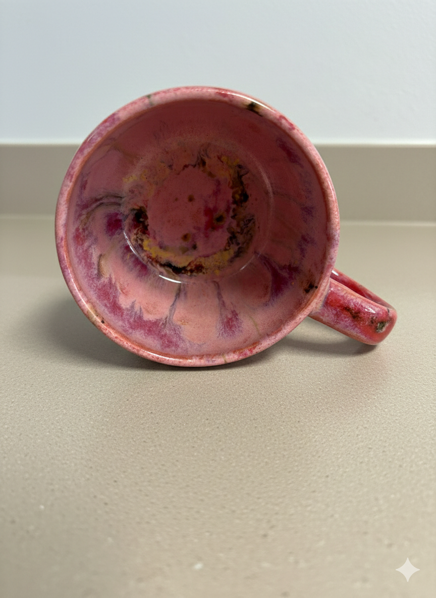 Handmade Ceramic Pink, Drip-Glaze Mug