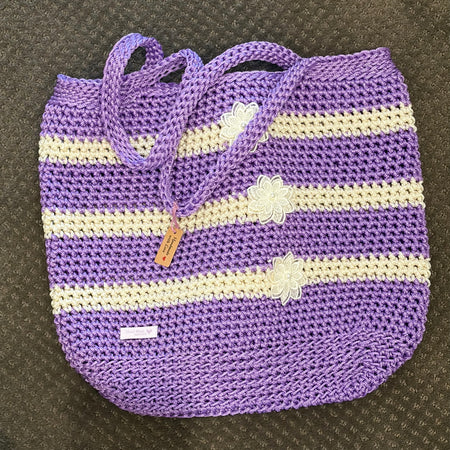 No. 16 Everyday Tote Lavender & White