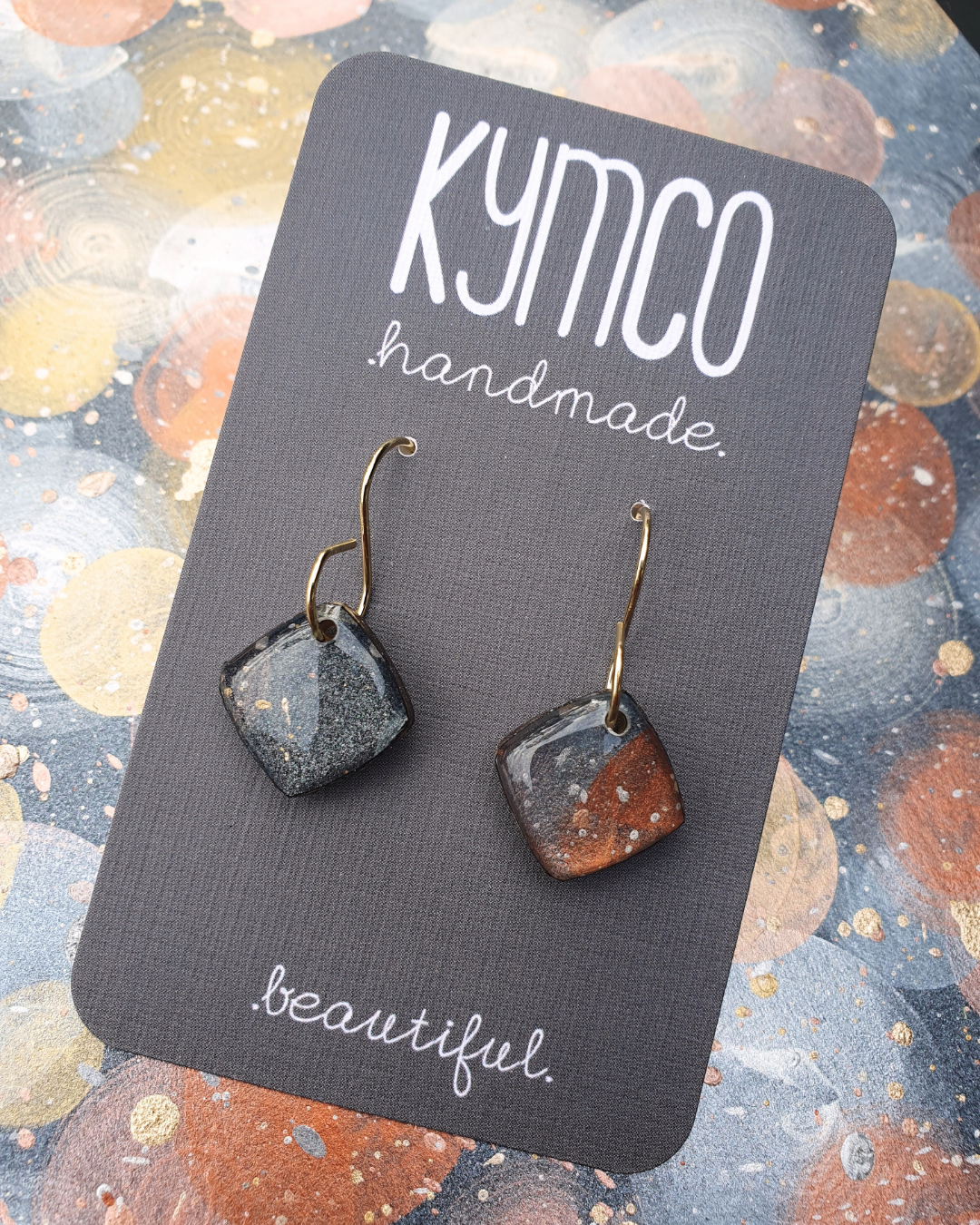 The Desert Dreaming Collection | Resin art jewellery | Small dangle earrings