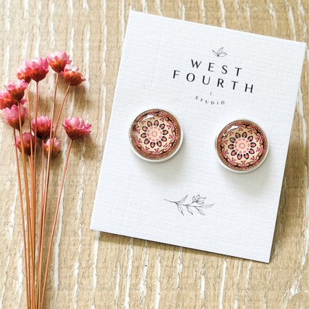 Floral Pattern Earrings in Pinks, Beige & Peach • Perfect Addition To A Casual Outfit
