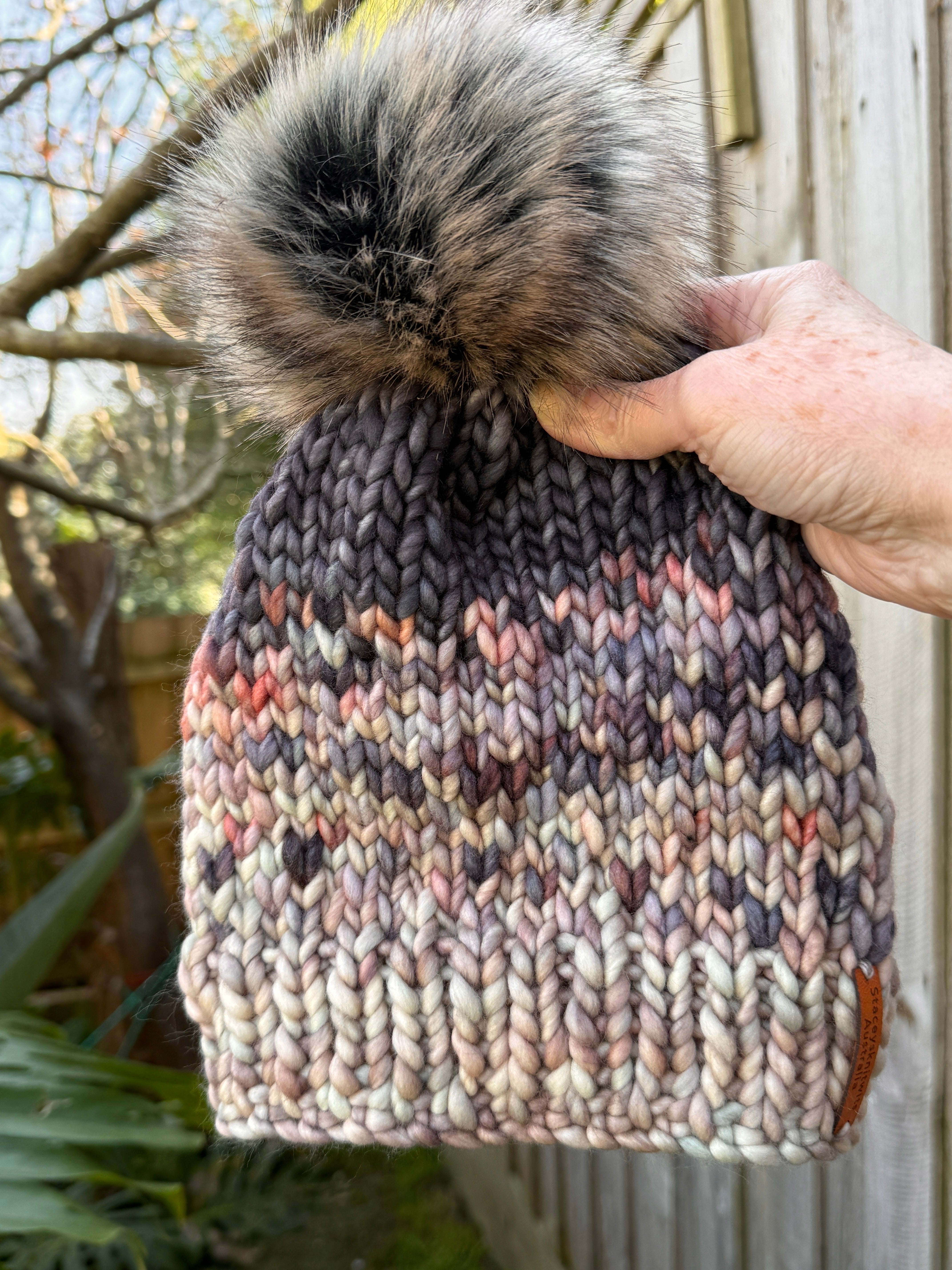 Hand Knitted Merino Beanie, Luxurious PomPom Cable Beanie