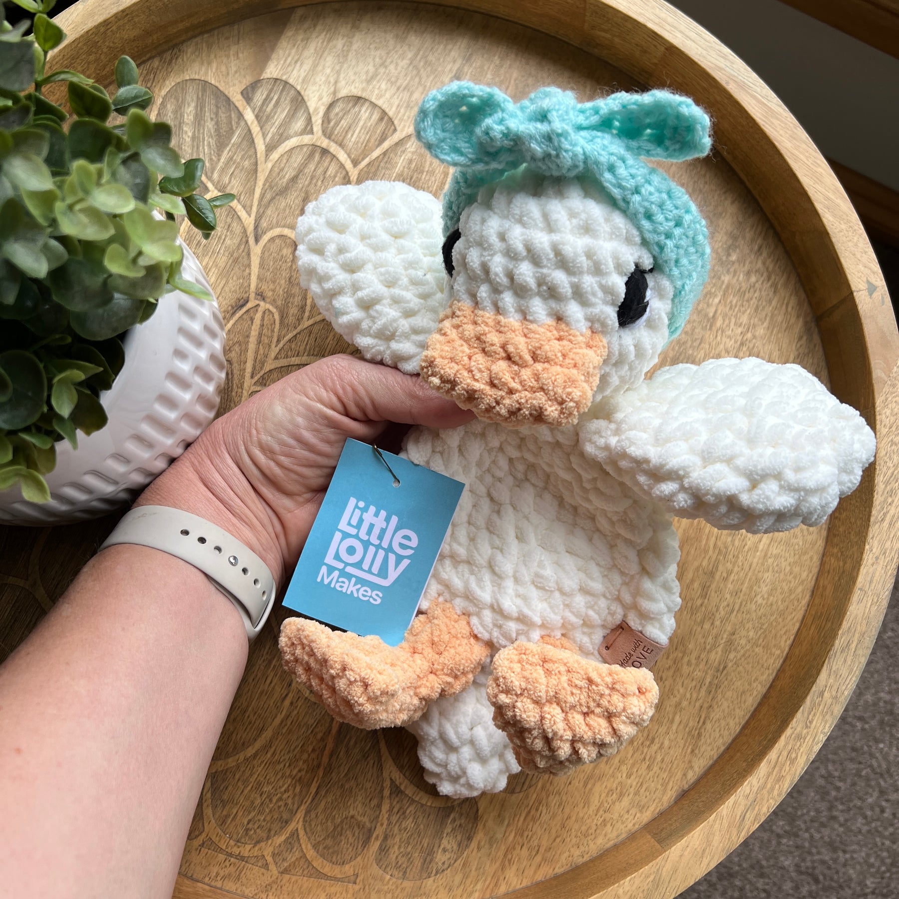 Handmade Modern crochet Della Duck Lovey MADE TO ORDER