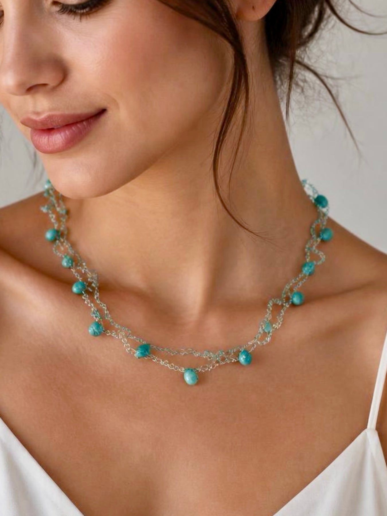 Amazonite Double Crochet  Necklace “Ocean Breeze”