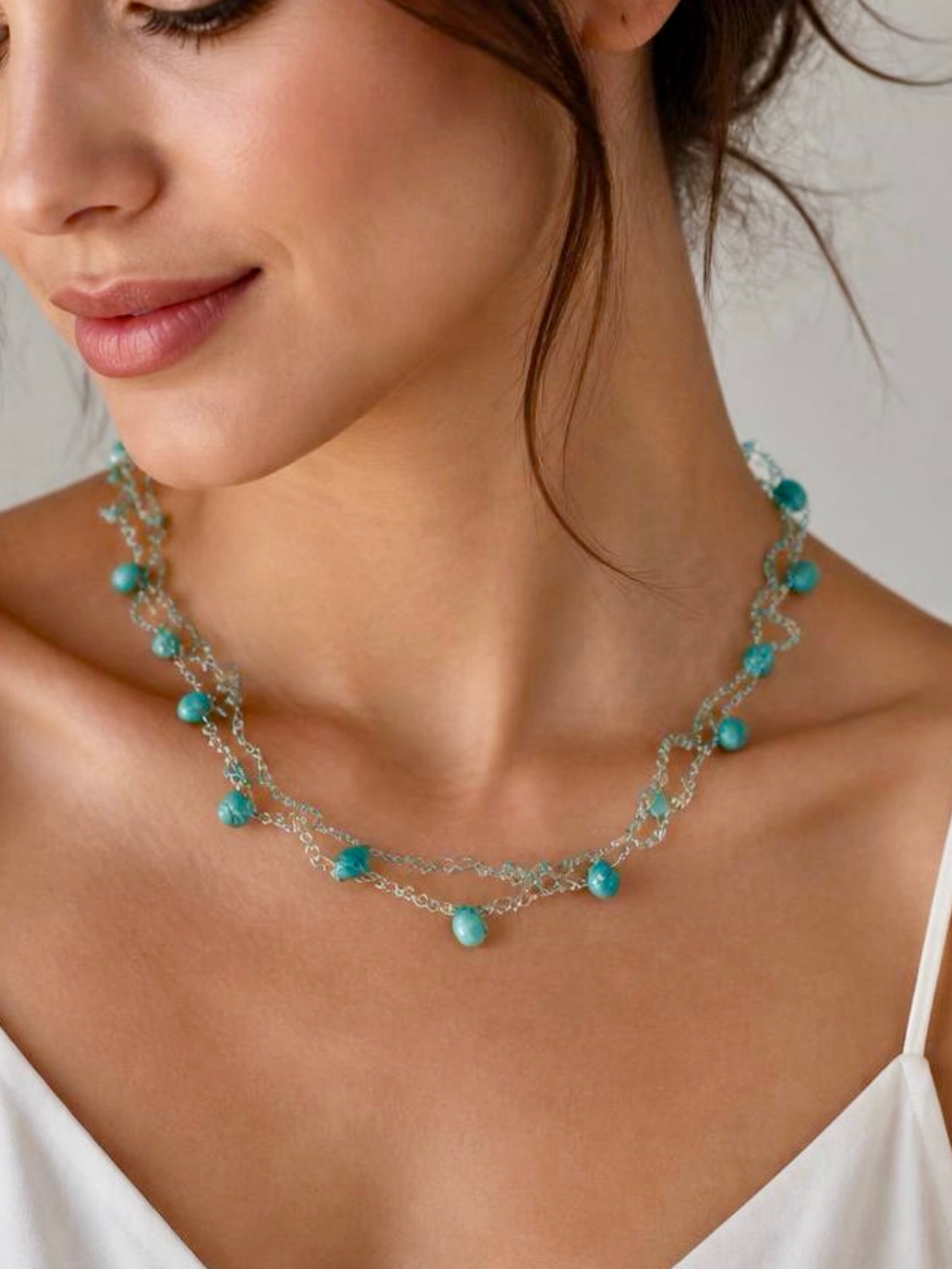 Amazonite Double Crochet  Necklace “Ocean Breeze”