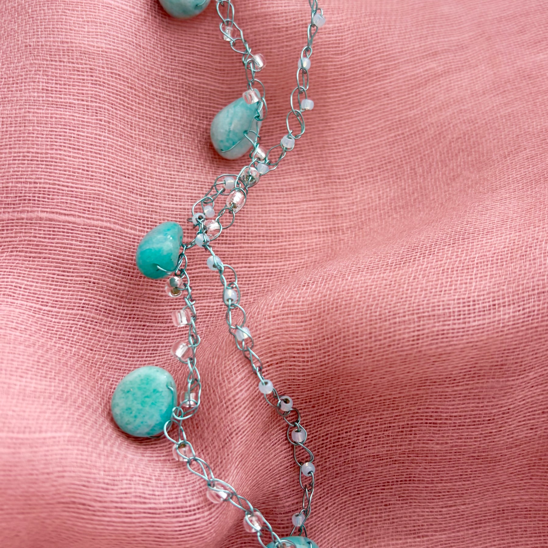 Amazonite Double Crochet  Necklace “Ocean Breeze”