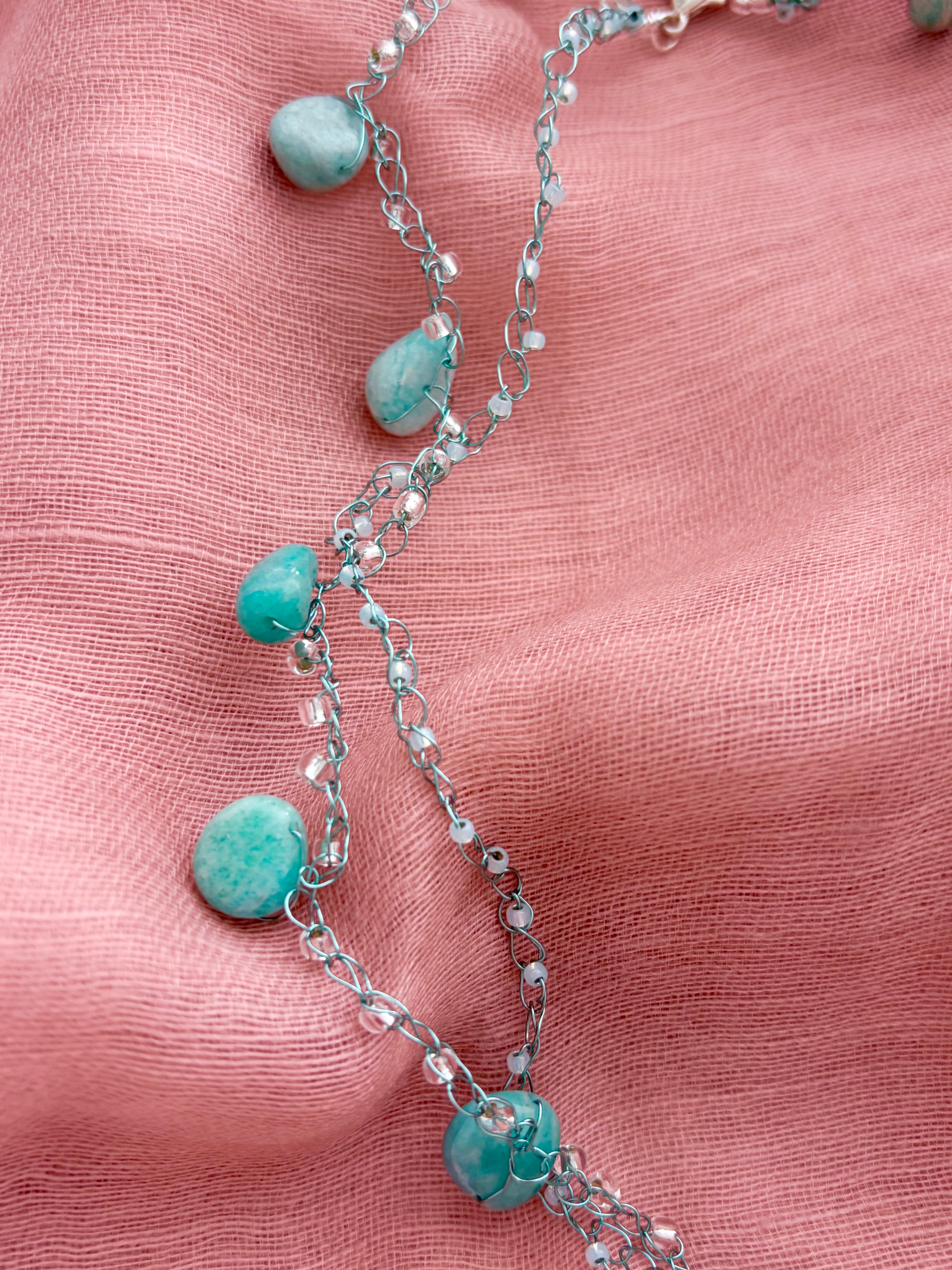 Amazonite Double Crochet  Necklace “Ocean Breeze”