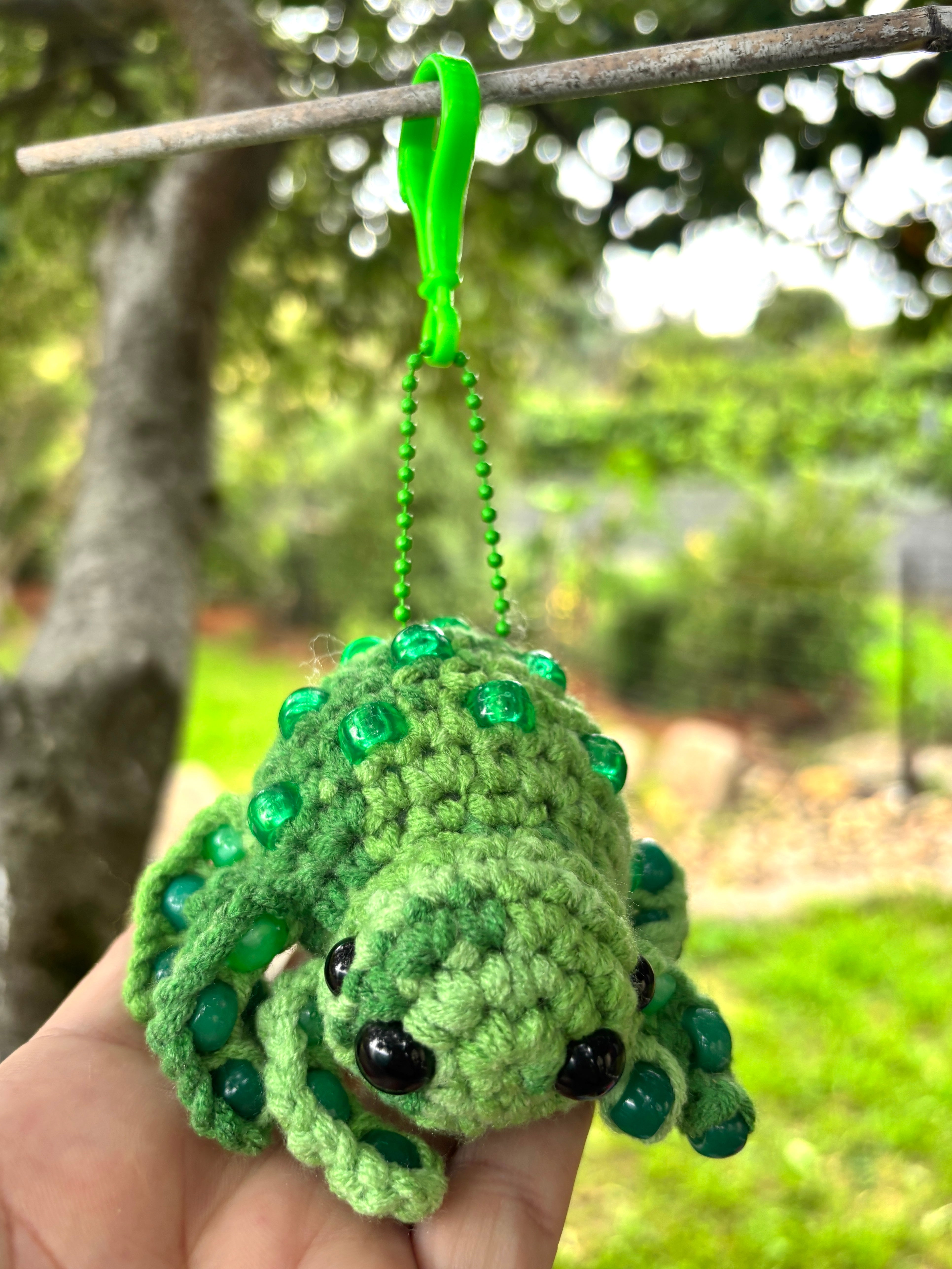 Spider Beaded Fidget Crochet Toy Green Keychaiin Bag Tag