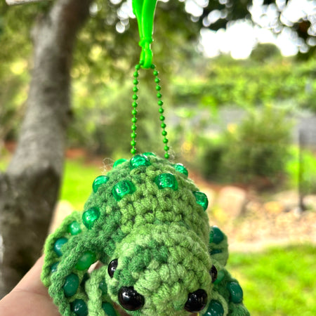 Spider Beaded Fidget Crochet Toy Green Keychaiin Bag Tag