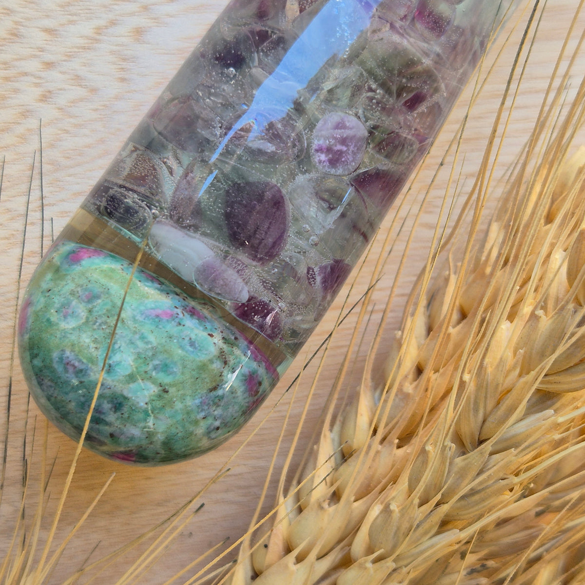 Handmade Resin Bottle Opener with embedded semi-precious stones