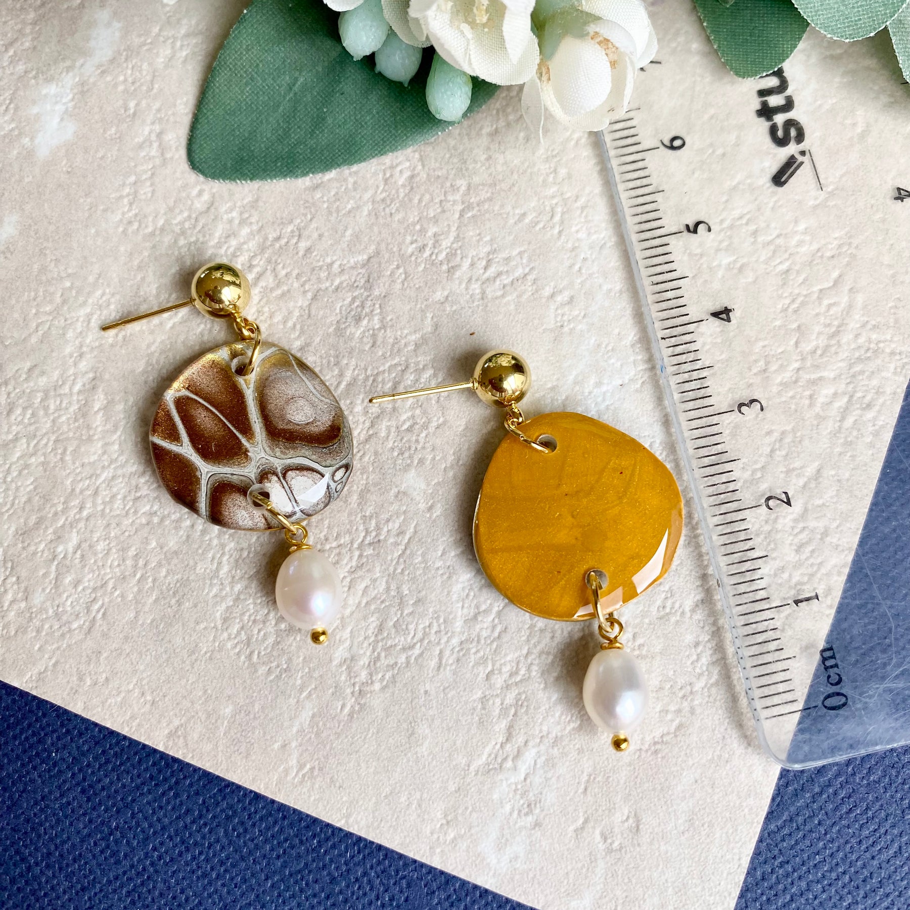 Artisan Freshwater Pearls and Original Art Earrings