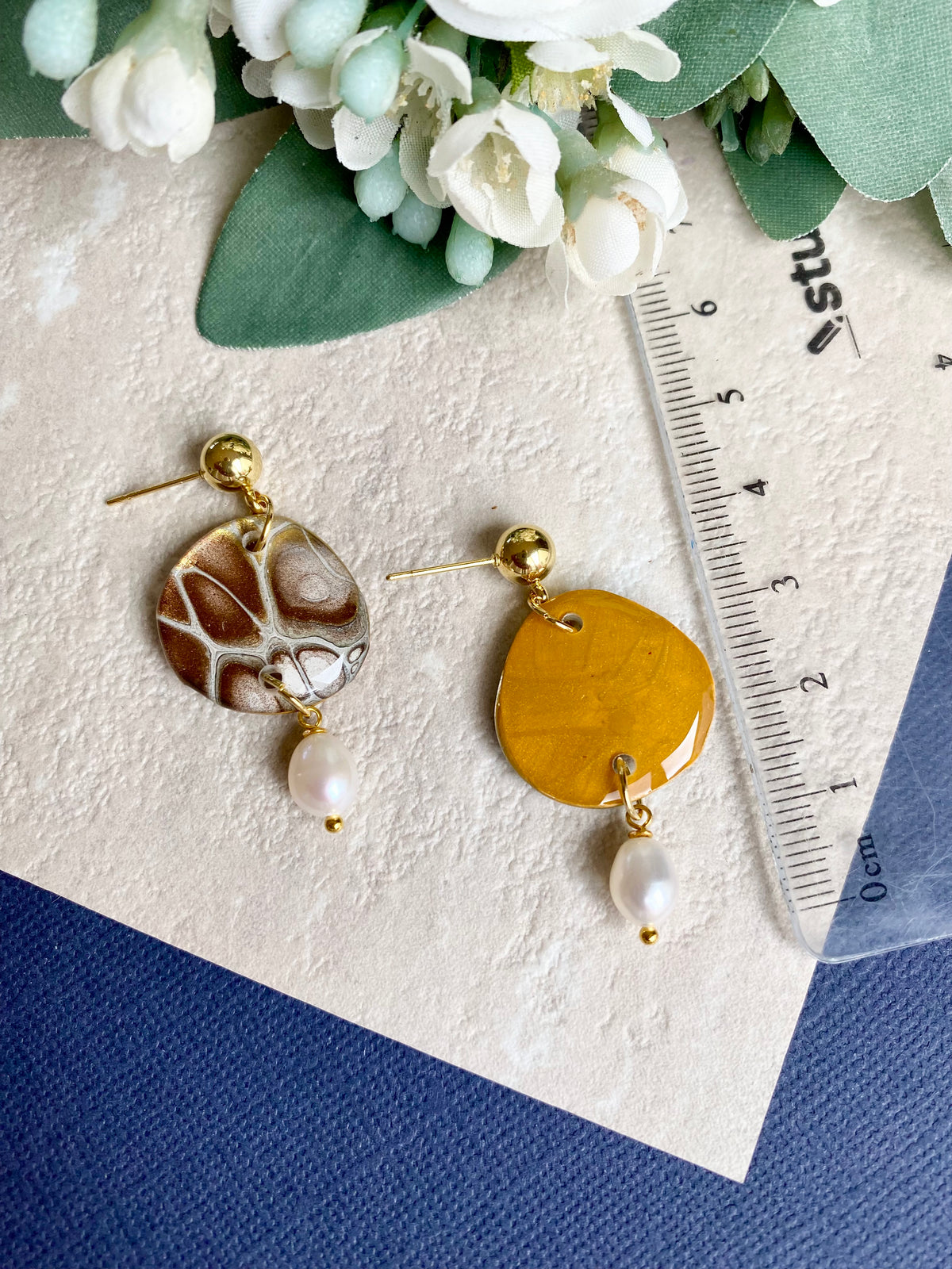 Artisan Freshwater Pearls and Original Art Earrings