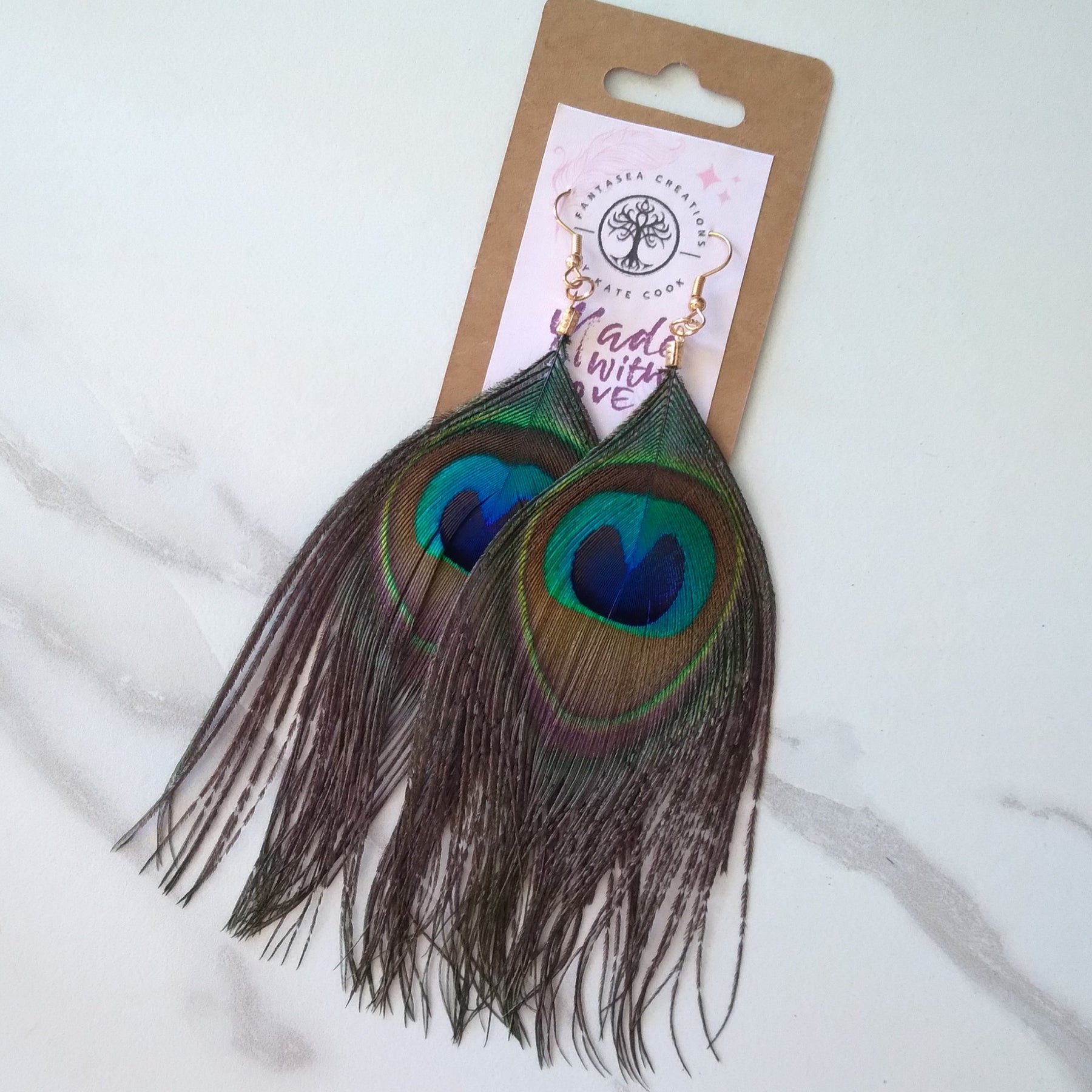 Handcrafted Peacock Feather Earrings – Boho Statement Earrings