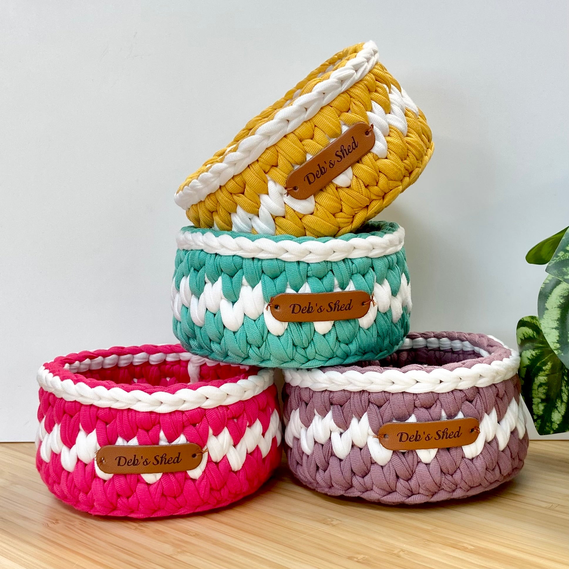 Crochet Basket - Round - 2 Tone