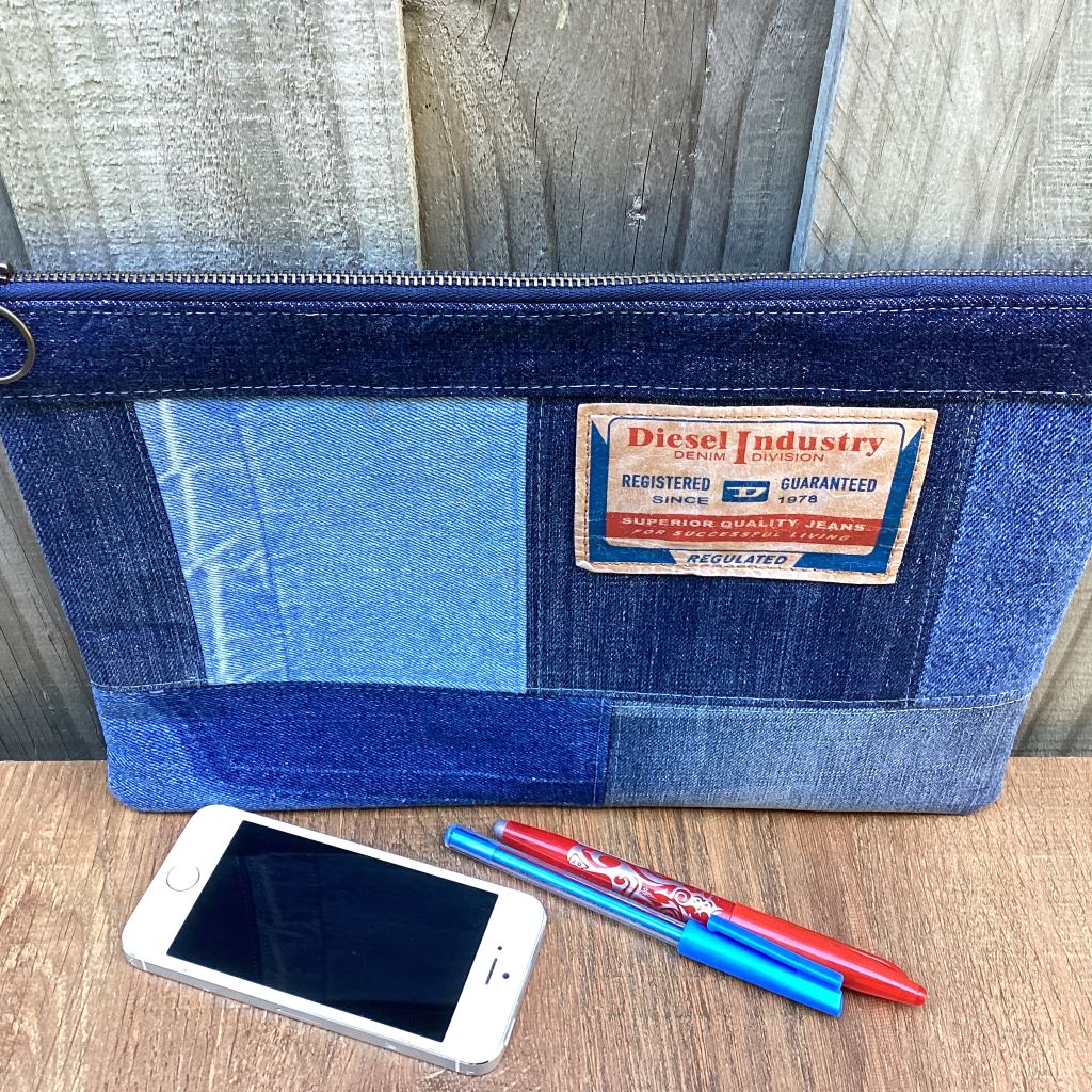 Large Upcycled Denim Pencil case – Diesel Tag