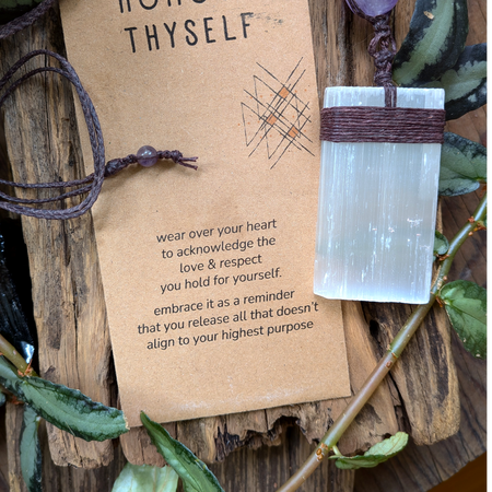 •| SELENITE | AMETHYST |• handmade statement necklace talisman