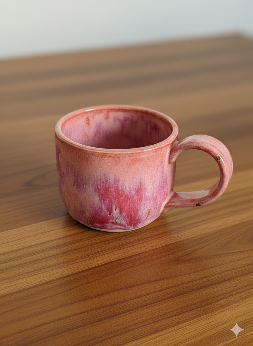 Handmade Ceramic Pink, Drip-Glaze Mug