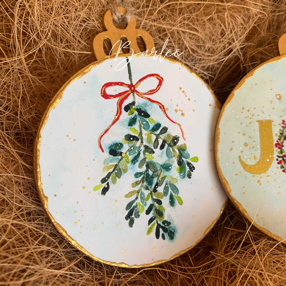 Set of 2 Hand-Painted Christmas Decorations - Unique Ornaments