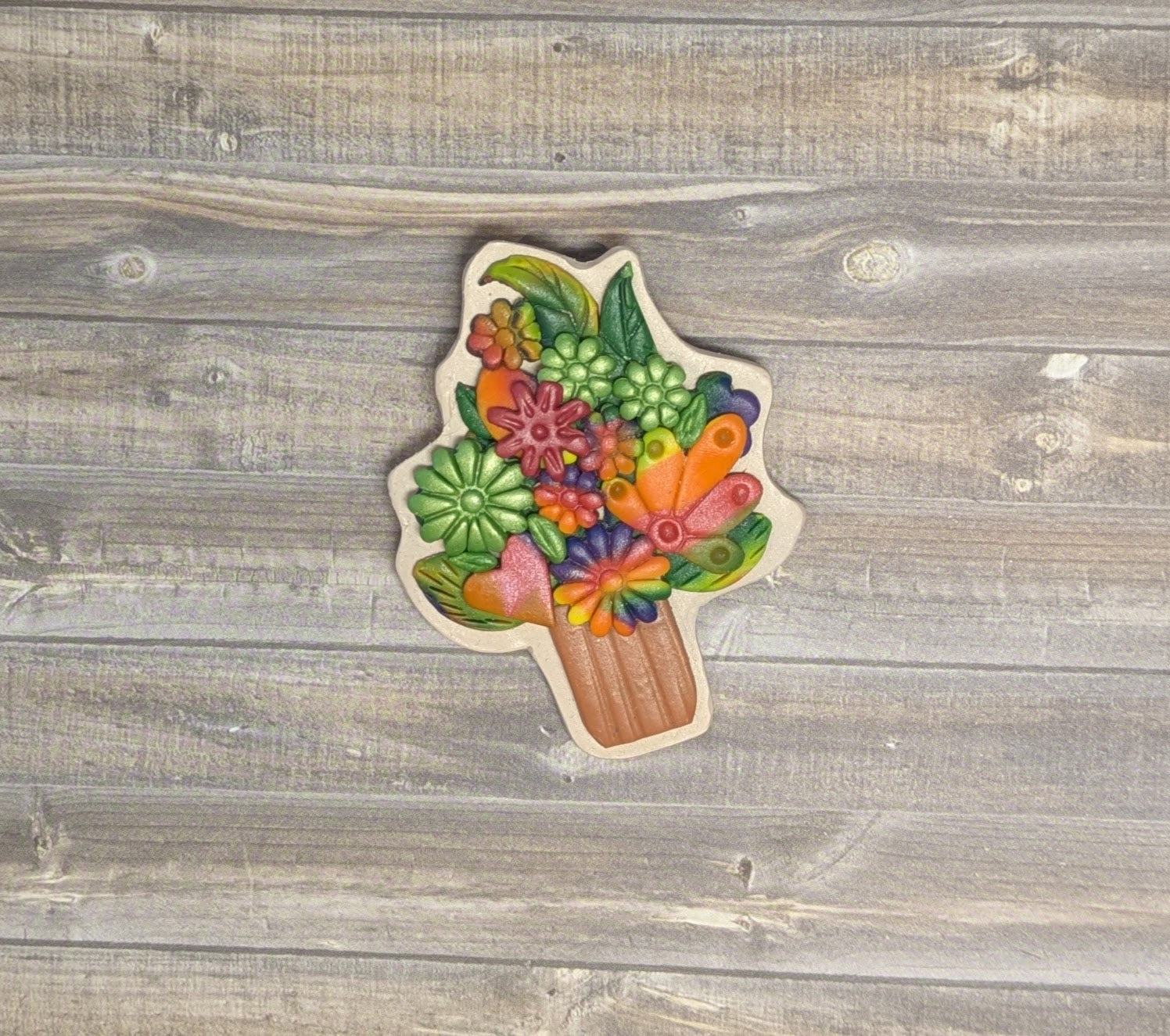 Flower Vase Brooch - Autumn Rainbow