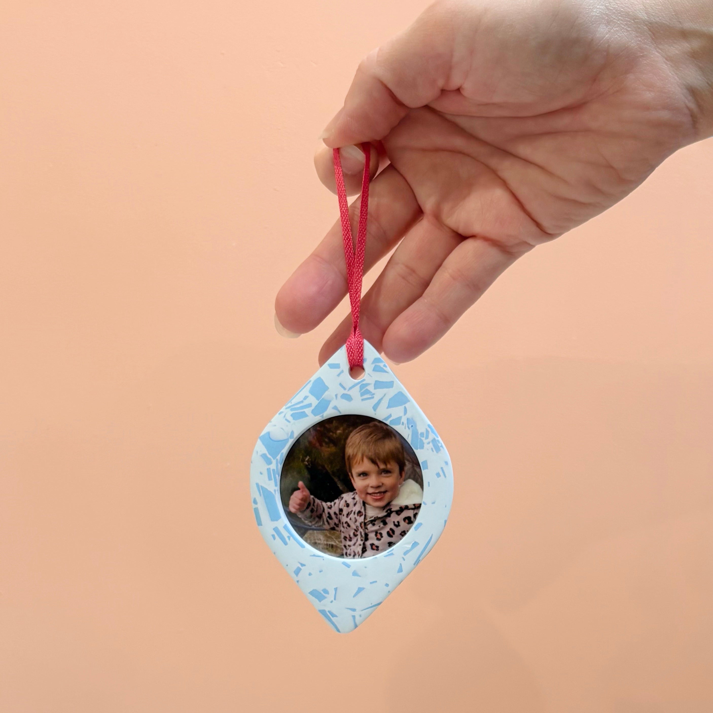 Terrazzo Christmas hanging ornament photo frames