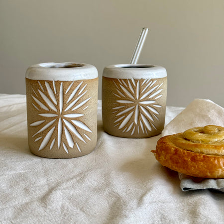 Daybreak To Go Cup + Glass Straw & Cleaner - Wheel Thrown Pottery