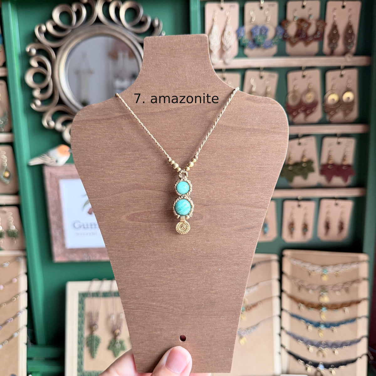 Macrame Double Bead Necklace- different bead and colour options