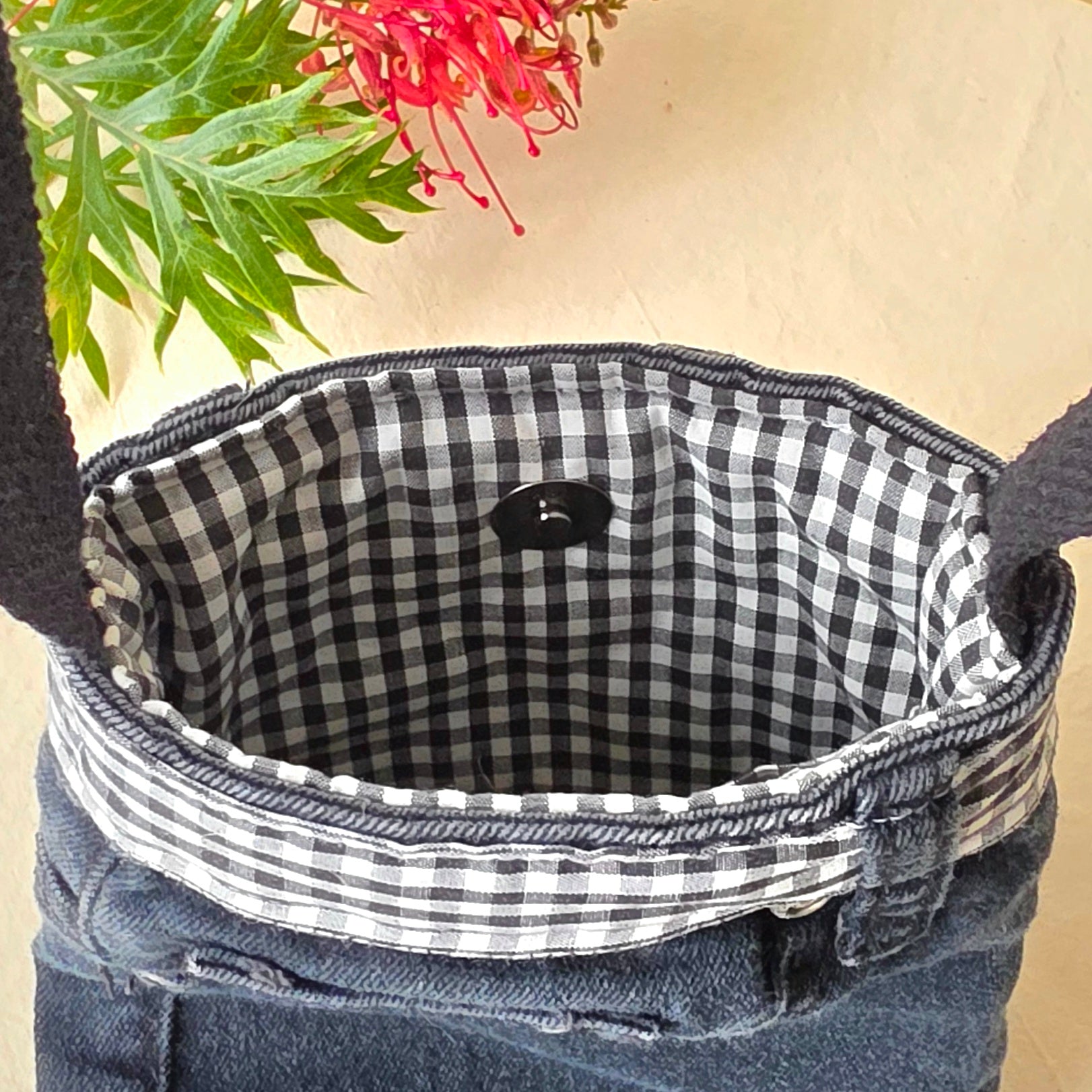 Upcycled Black Denim Jeans Crossbody Bag