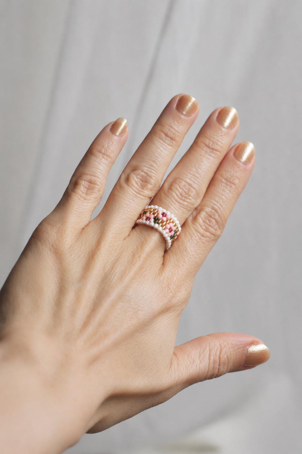 Personalised Beaded Vintage Petal Ring