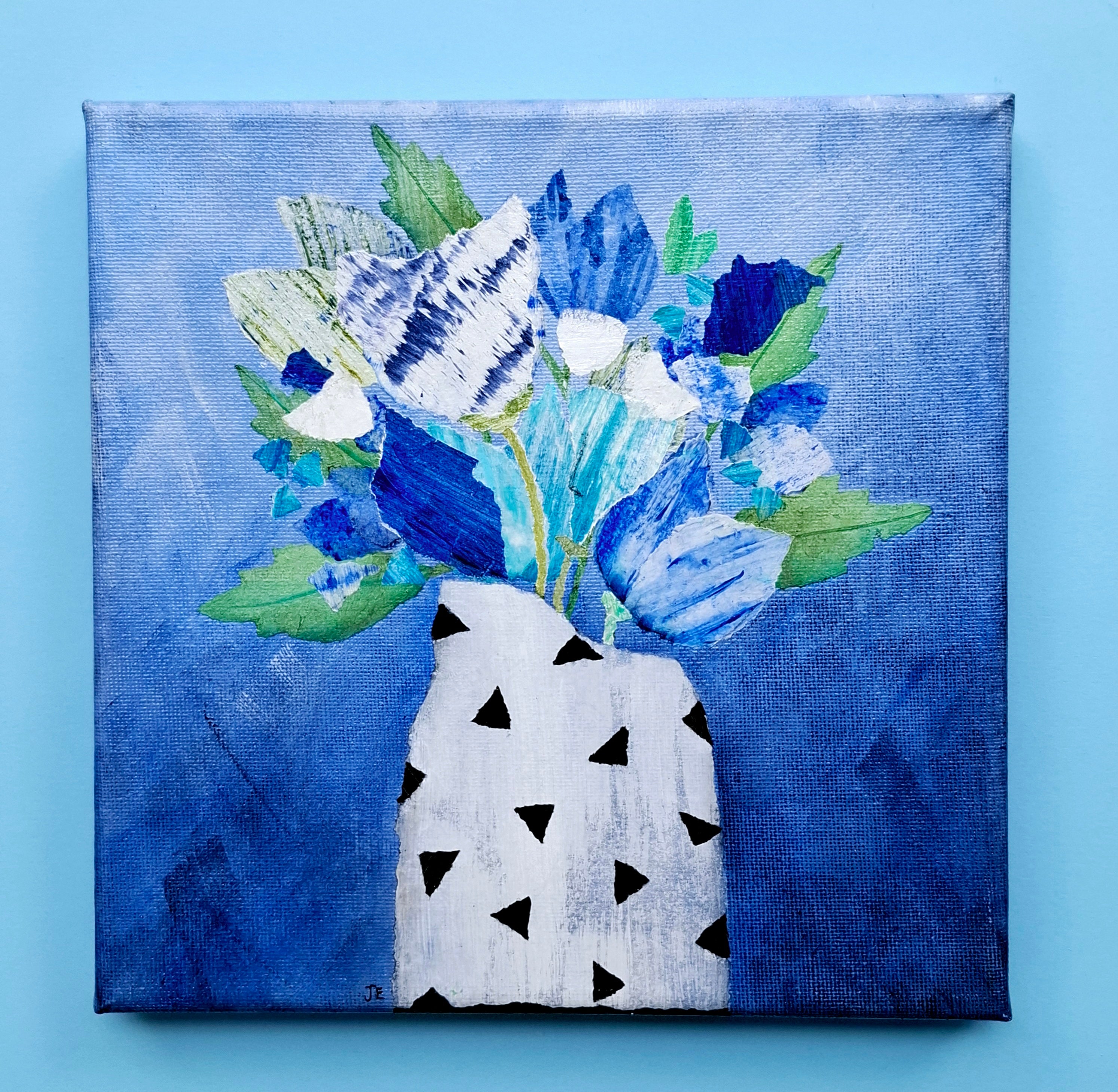 ORIGINAL ARTWORK - Splash of Blue - 20cm x 20cm
