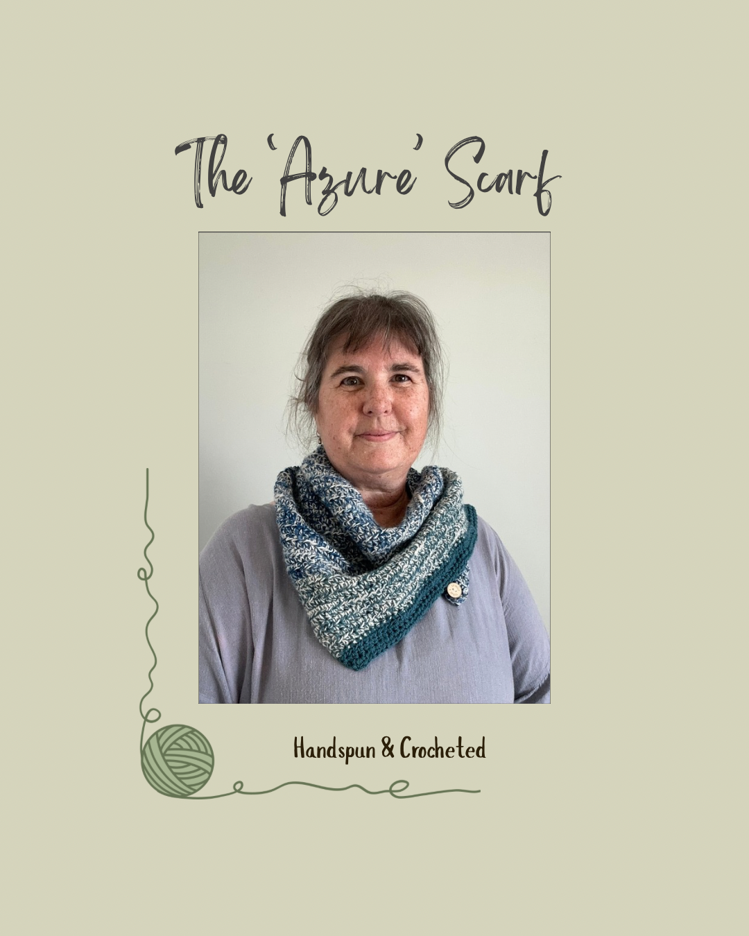 Cosy 'Azure' Crocheted Handspun Scarf