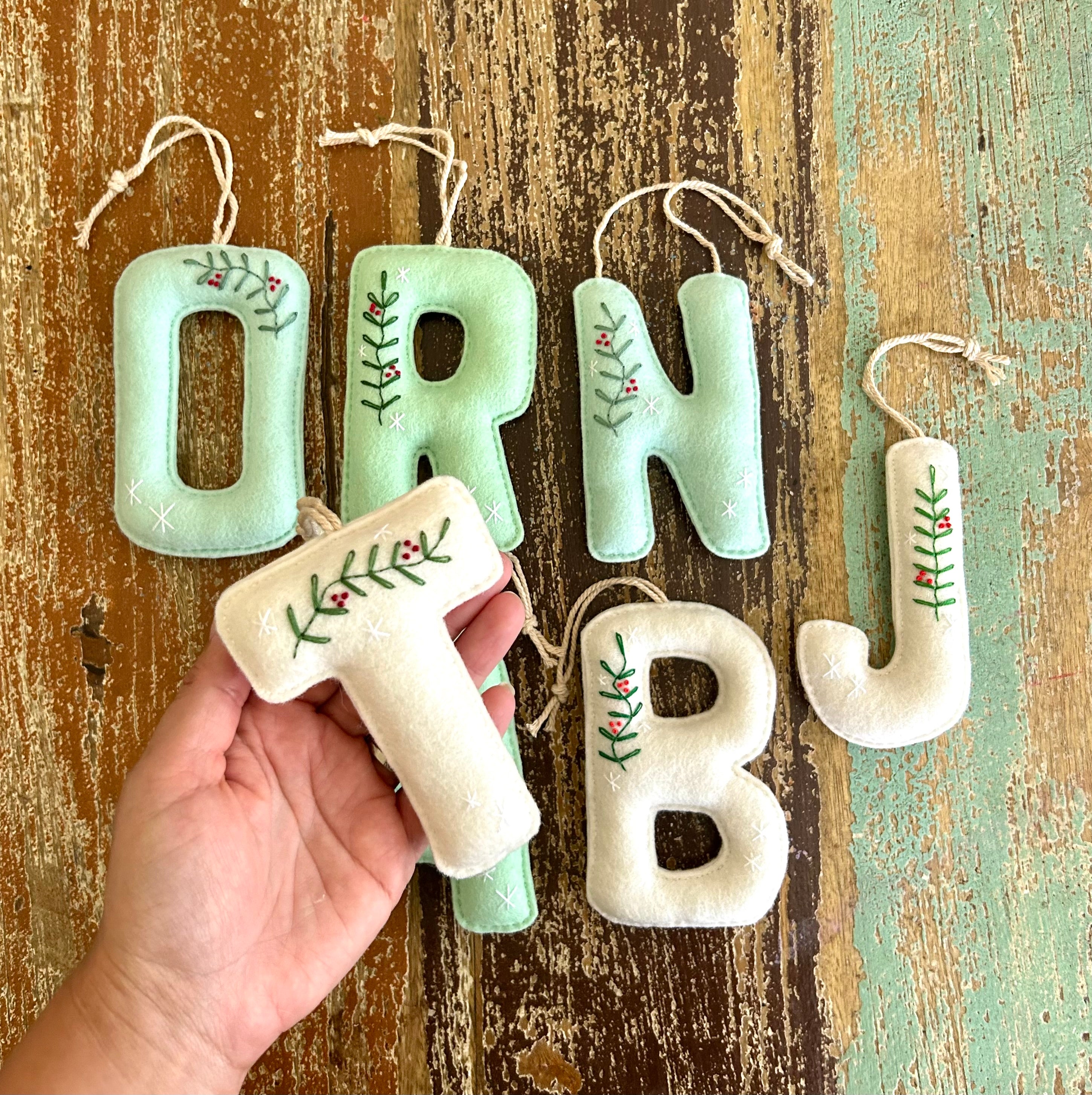 Ready to Post, Embroidered Christmas letters, decoration, teacher gift, personalised