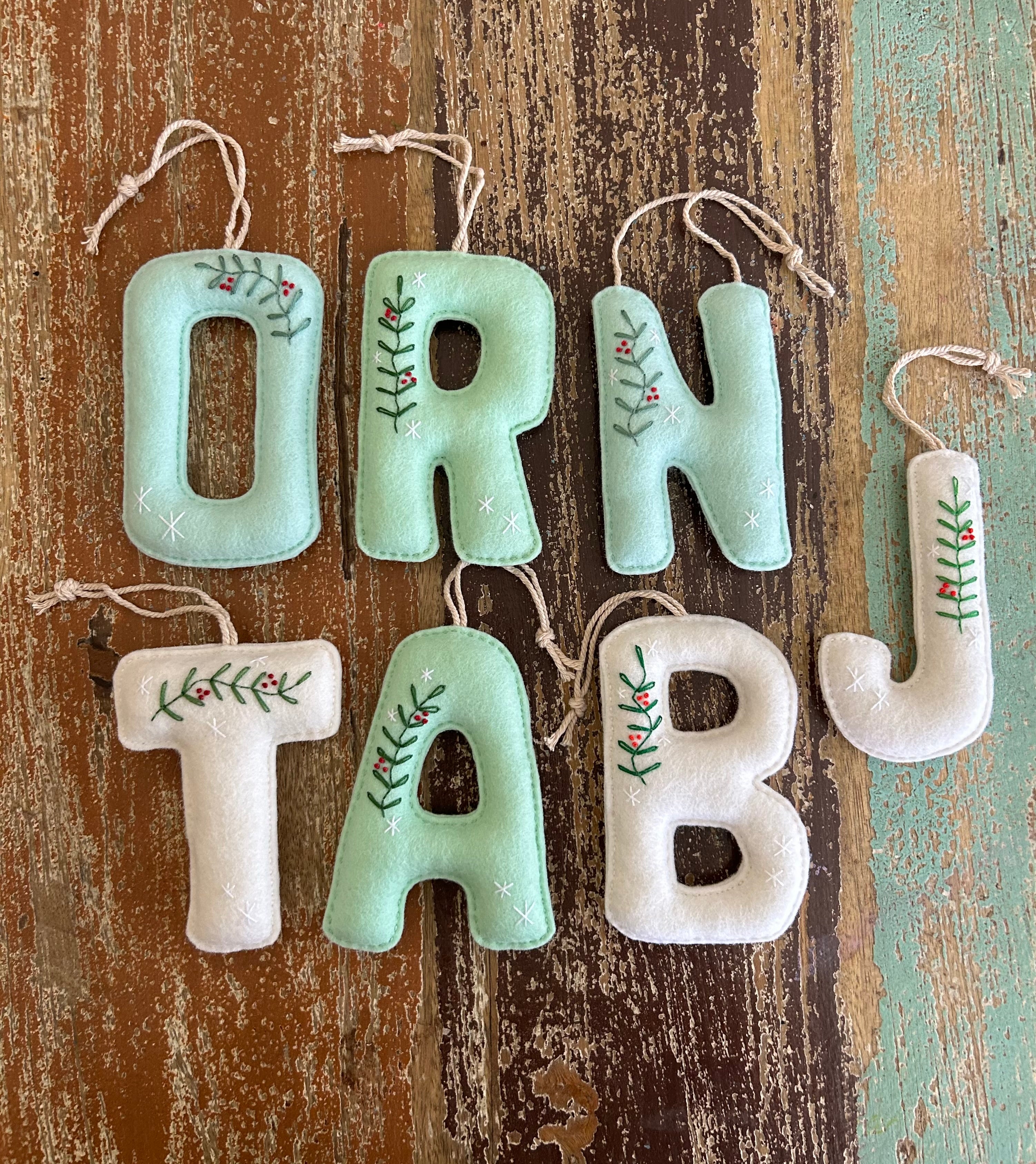 Ready to Post, Embroidered Christmas letters, decoration, teacher gift, personalised