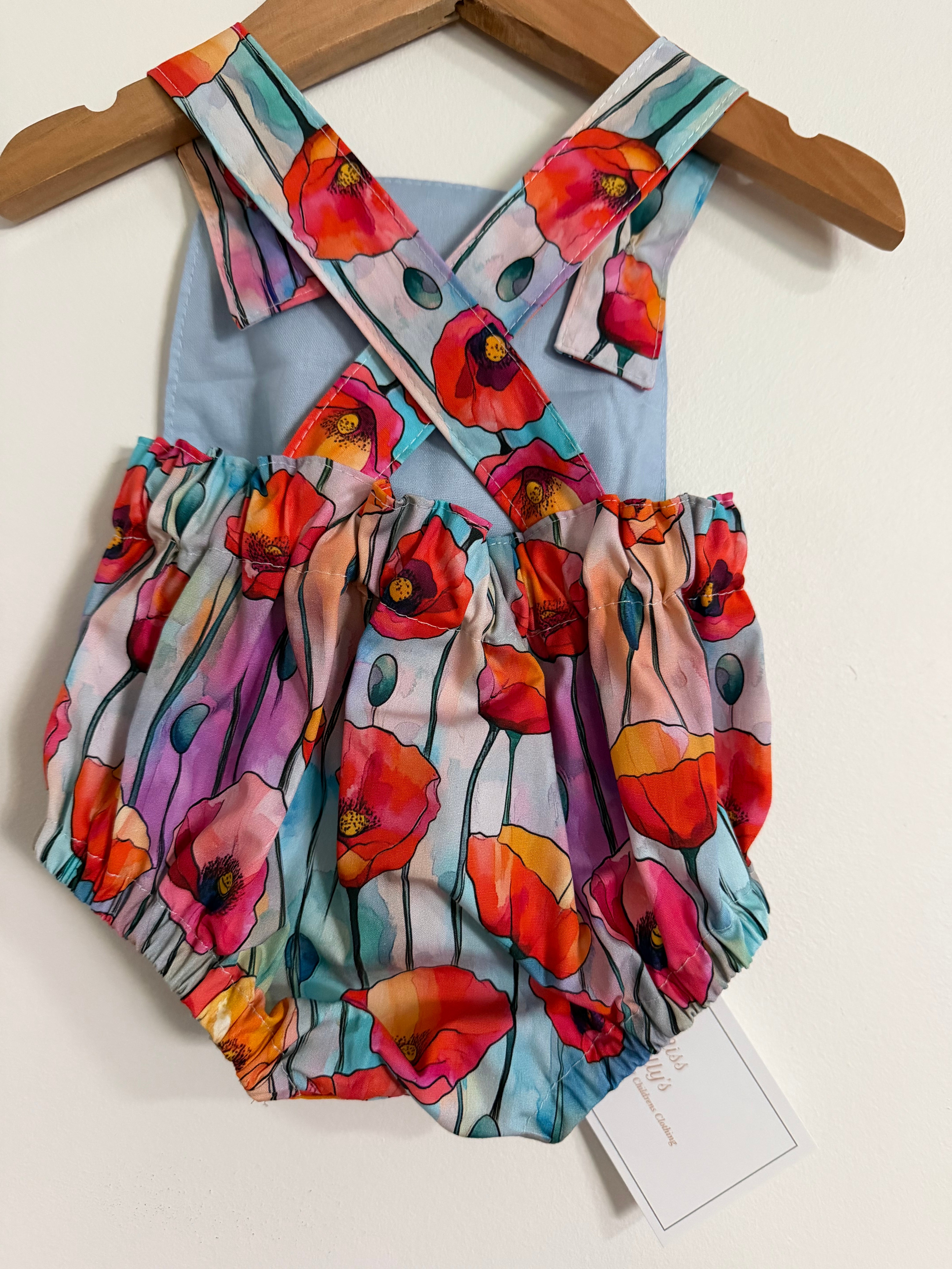 Baby Romper with Watercolor Poppies