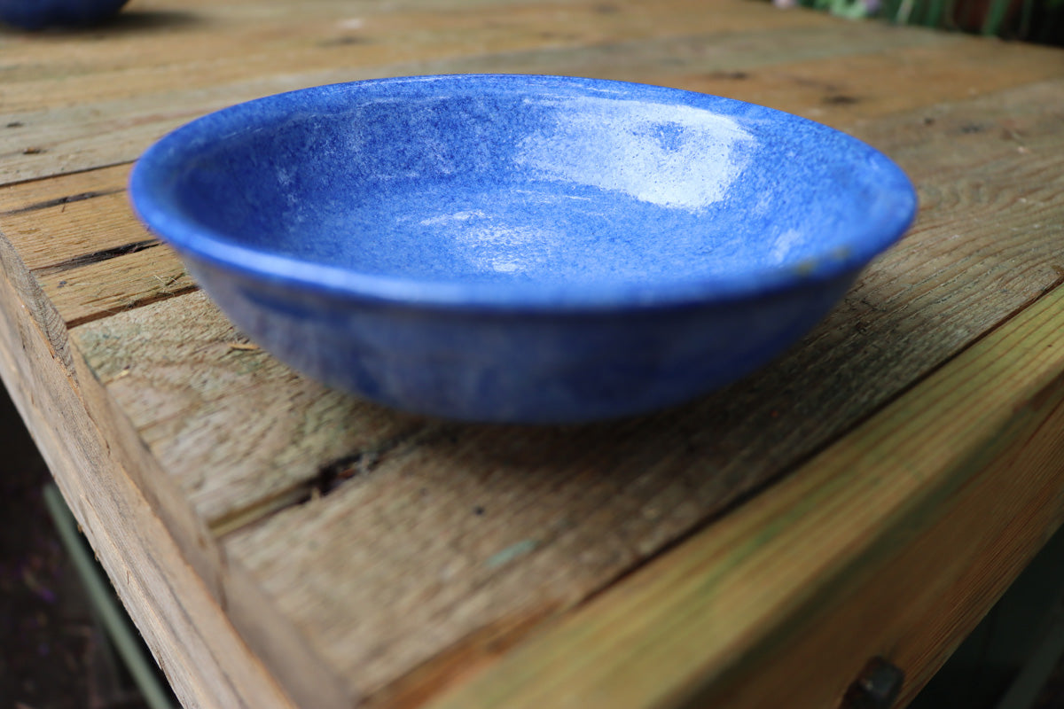 Speckled Blue Stoneware Bowl: High Fired Ceramic