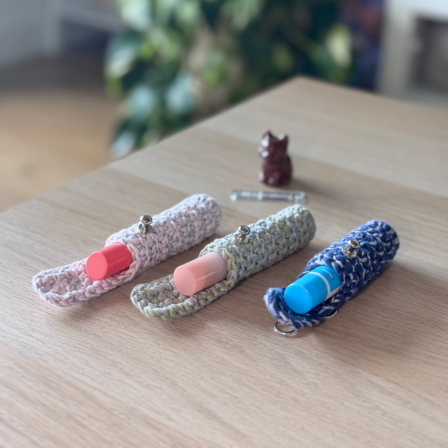 Crochet Lipstick Holder Bag Charm | Handmade Lip Balm Holder